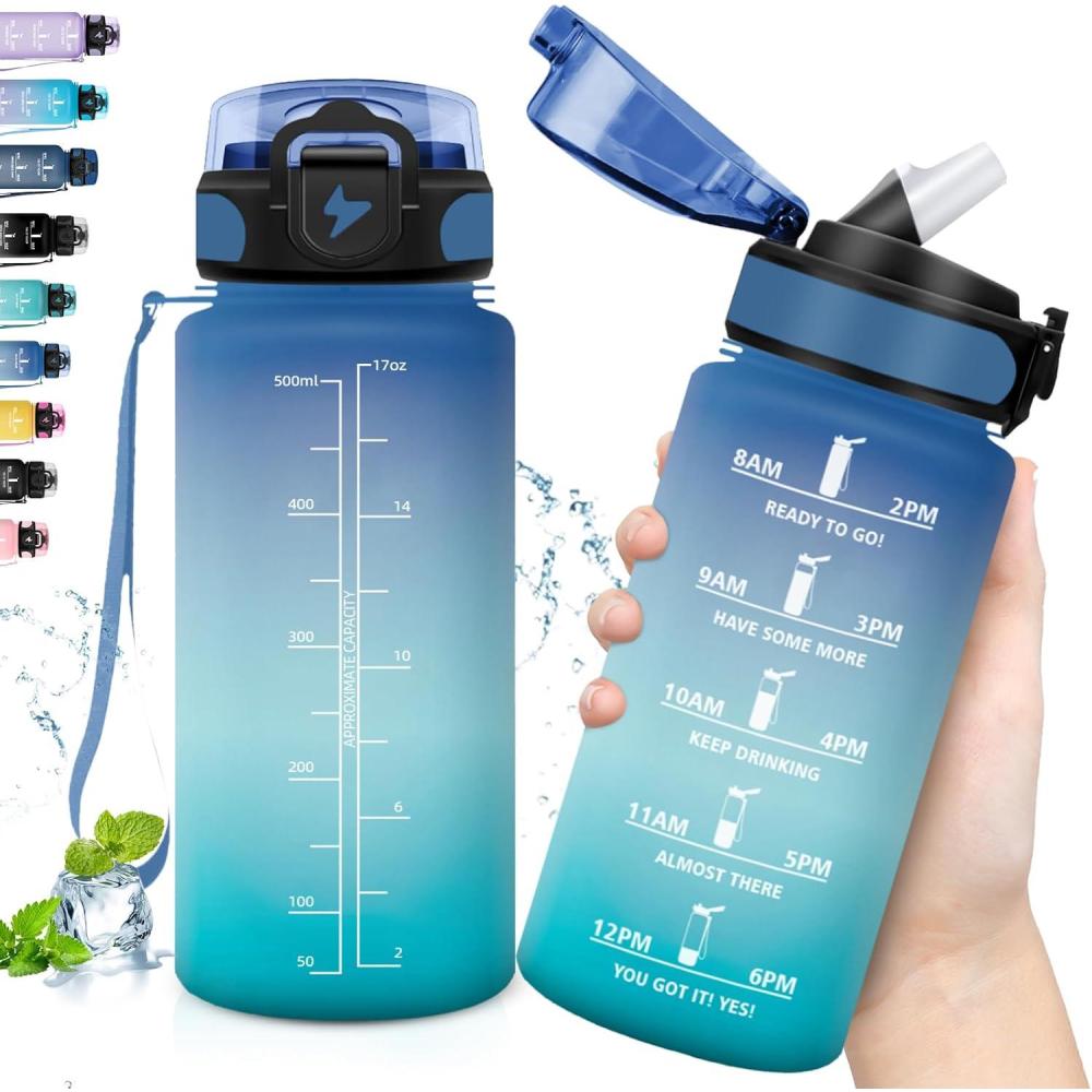 image:imageGourde Sport 15L AntiFuite Avec Paille Bouteille dEau Adulte Transportable Avec Slogan de Motivation Facile Nettoyer Pour Running Camping FitnessBluegreen