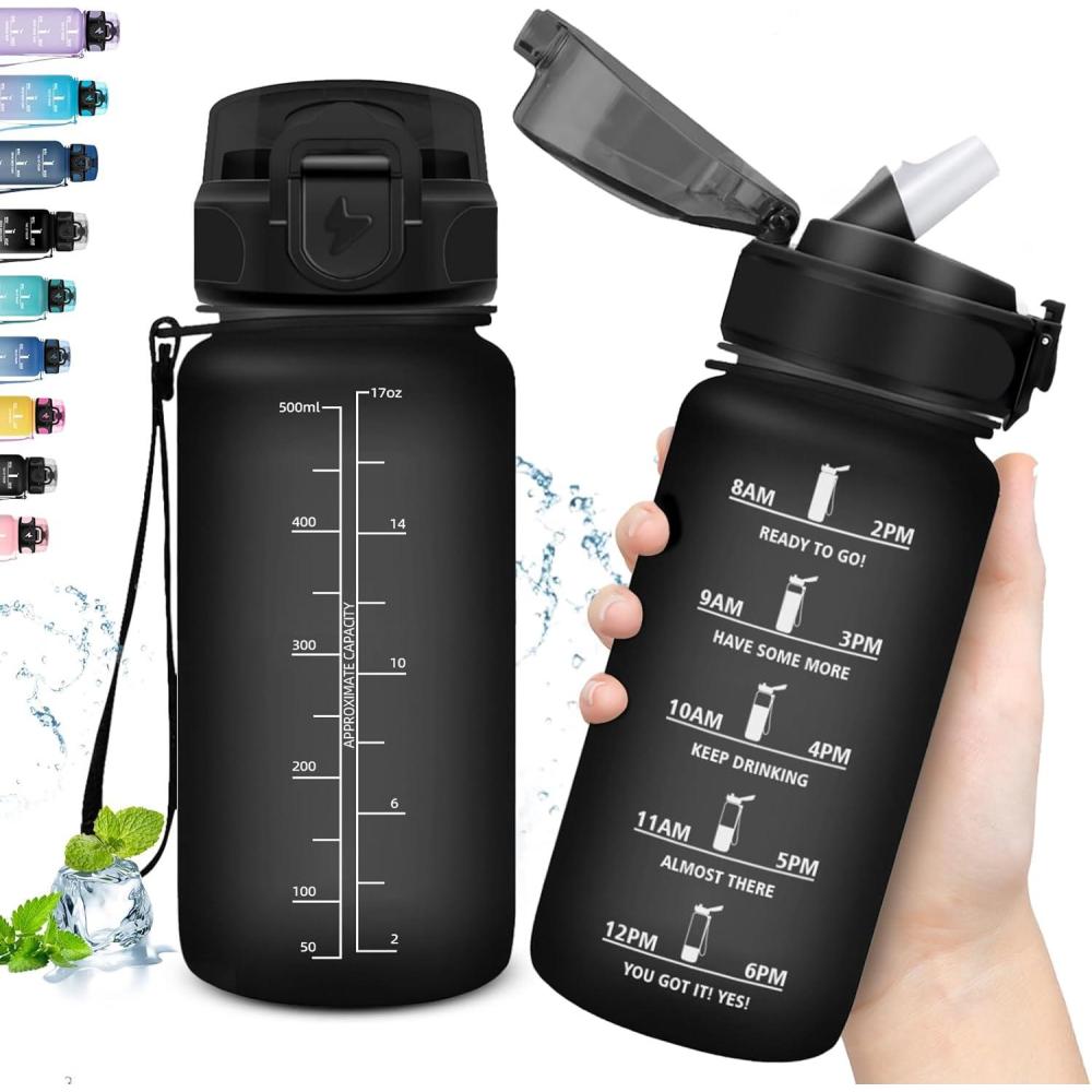 image:imageGourde Sport 15L AntiFuite Avec Paille Bouteille dEau Adulte Transportable Avec Slogan de Motivation Facile Nettoyer Pour Running Camping FitnessBlack