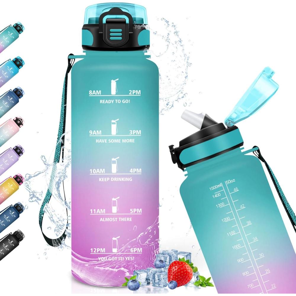 image:imageGourde Sport 15L AntiFuite Avec Paille Bouteille dEau Adulte Transportable Avec Slogan de Motivation Facile Nettoyer Pour Running Camping FitnessJbrose Verdtre