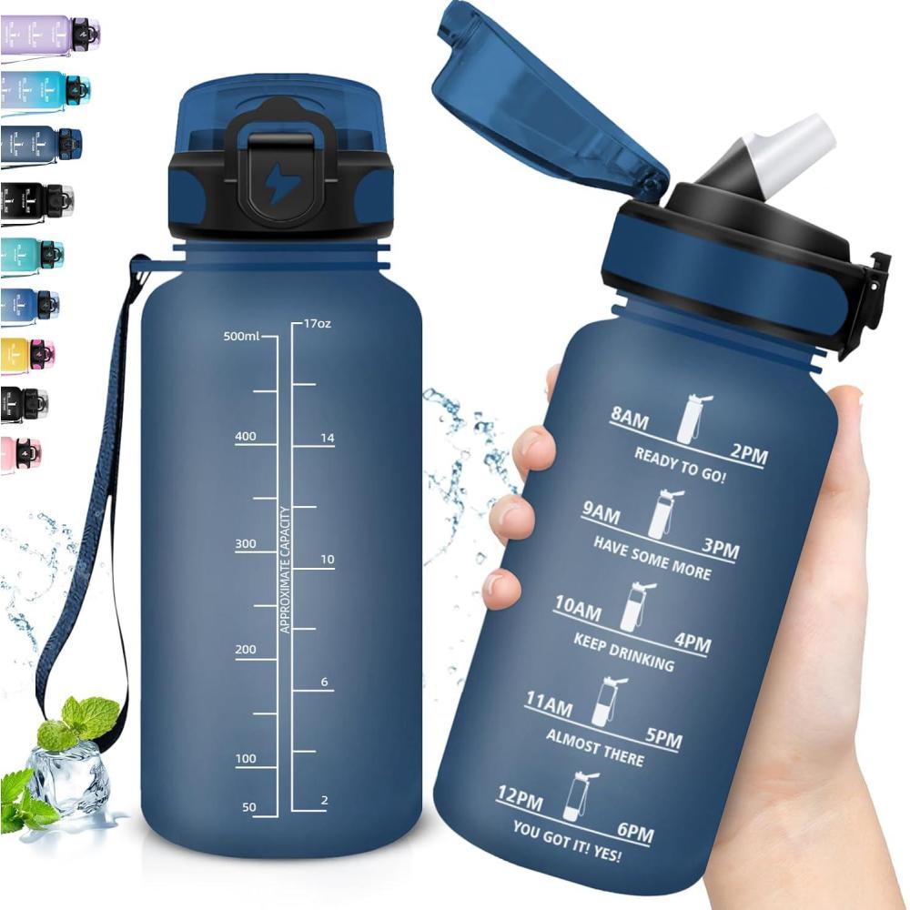 image:imageGourde Sport 15L AntiFuite Avec Paille Bouteille dEau Adulte Transportable Avec Slogan de Motivation Facile Nettoyer Pour Running Camping FitnessNavyblue