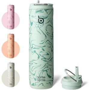 BOTTLE BOTTLE Bouteille d&rsquo;eau isotherme de 710 ml avec couvercle à paille, poignée, en acier inoxydable à double paroi sous vide, anti-fuite, sans BPA, pour sport, voyage, gym, rose, jaune, bleu(Vert)