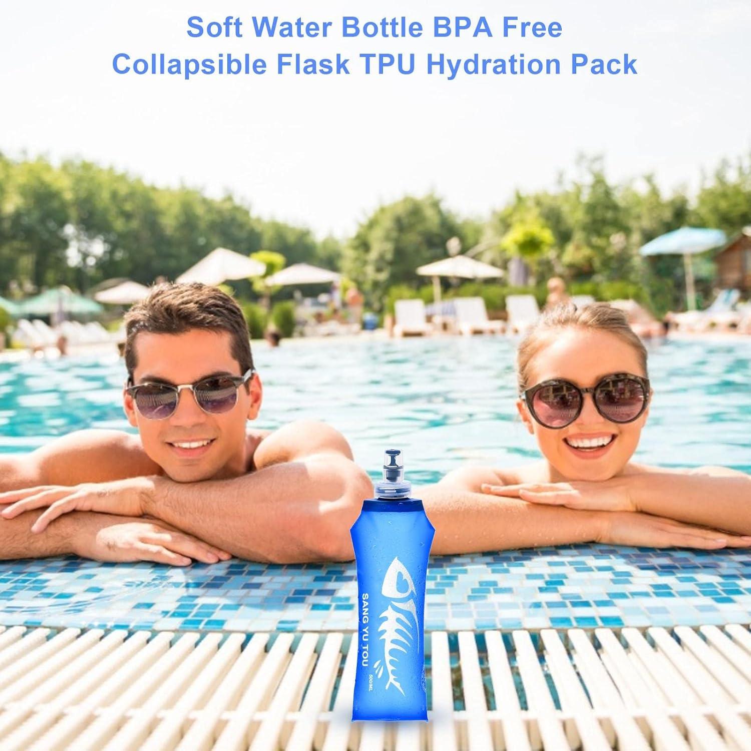 image:image2 Gourde Souple Flasque Running Soft Flask 500ml Bouteille deau Gourde Sport Pliable Poche Hydratation Rservoir deau Flacon pour Sports de Plein Air Randonne Cyclisme Camping Jogging500ml Bleu Fonc