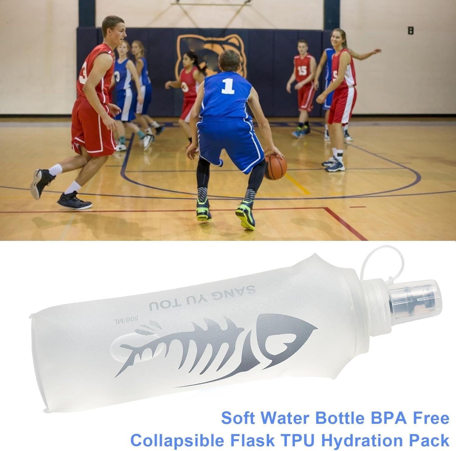 image:image2 Gourde Souple Flasque Running Soft Flask 500ml Bouteille deau Gourde Sport Pliable Poche Hydratation Rservoir deau Flacon pour Sports de Plein Air Randonne Cyclisme Camping Jogging500 ml de blanc
