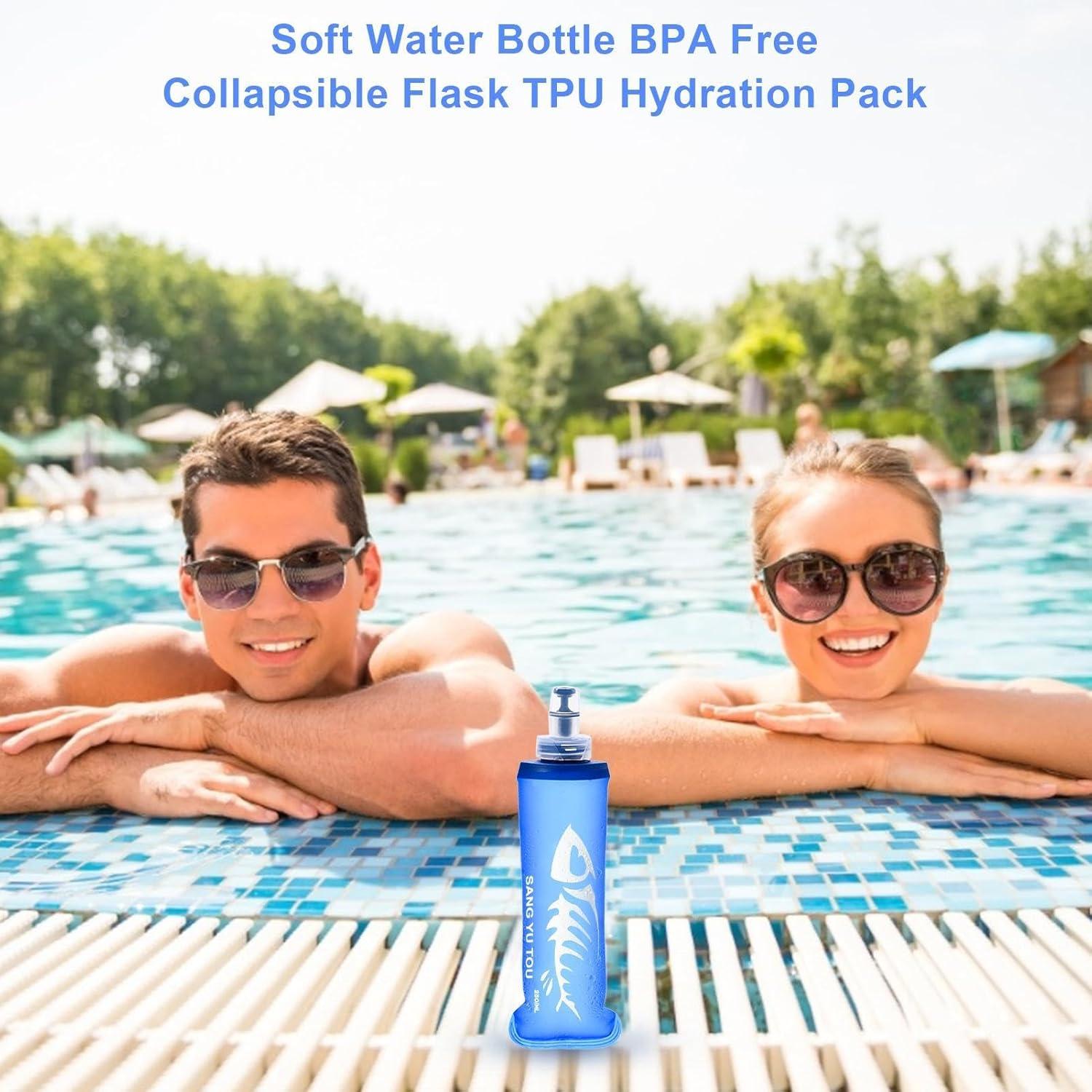 image:image2 Gourde Souple Flasque Running Soft Flask 500ml Bouteille deau Gourde Sport Pliable Poche Hydratation Rservoir deau Flacon pour Sports de Plein Air Randonne Cyclisme Camping Jogging250ml Bleu Fonc