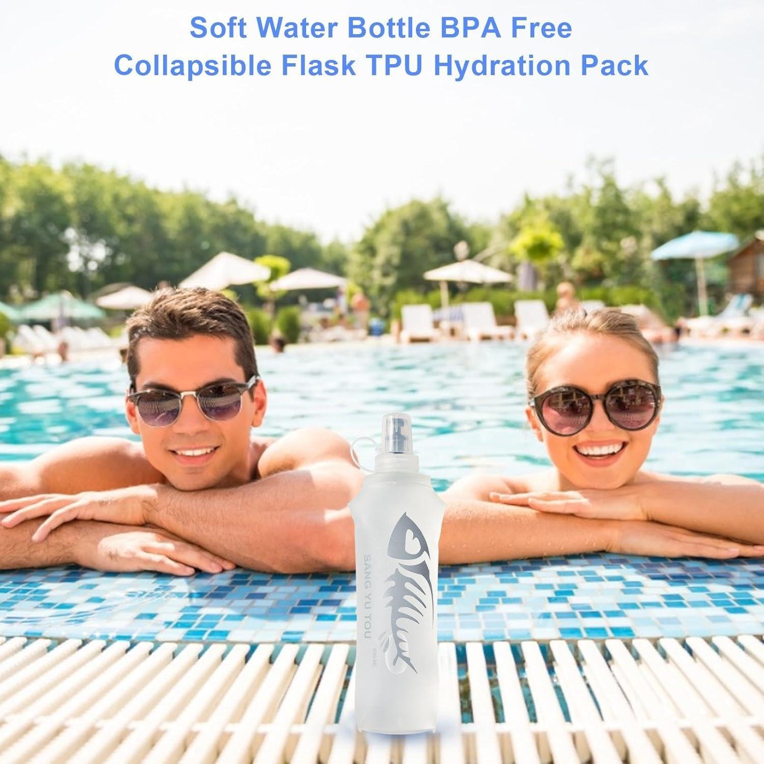 image:image2 Gourde Souple Flasque Running Soft Flask 500ml Bouteille deau Gourde Sport Pliable Poche Hydratation Rservoir deau Flacon pour Sports de Plein Air Randonne Cyclisme Camping Jogging500 ml de blanc