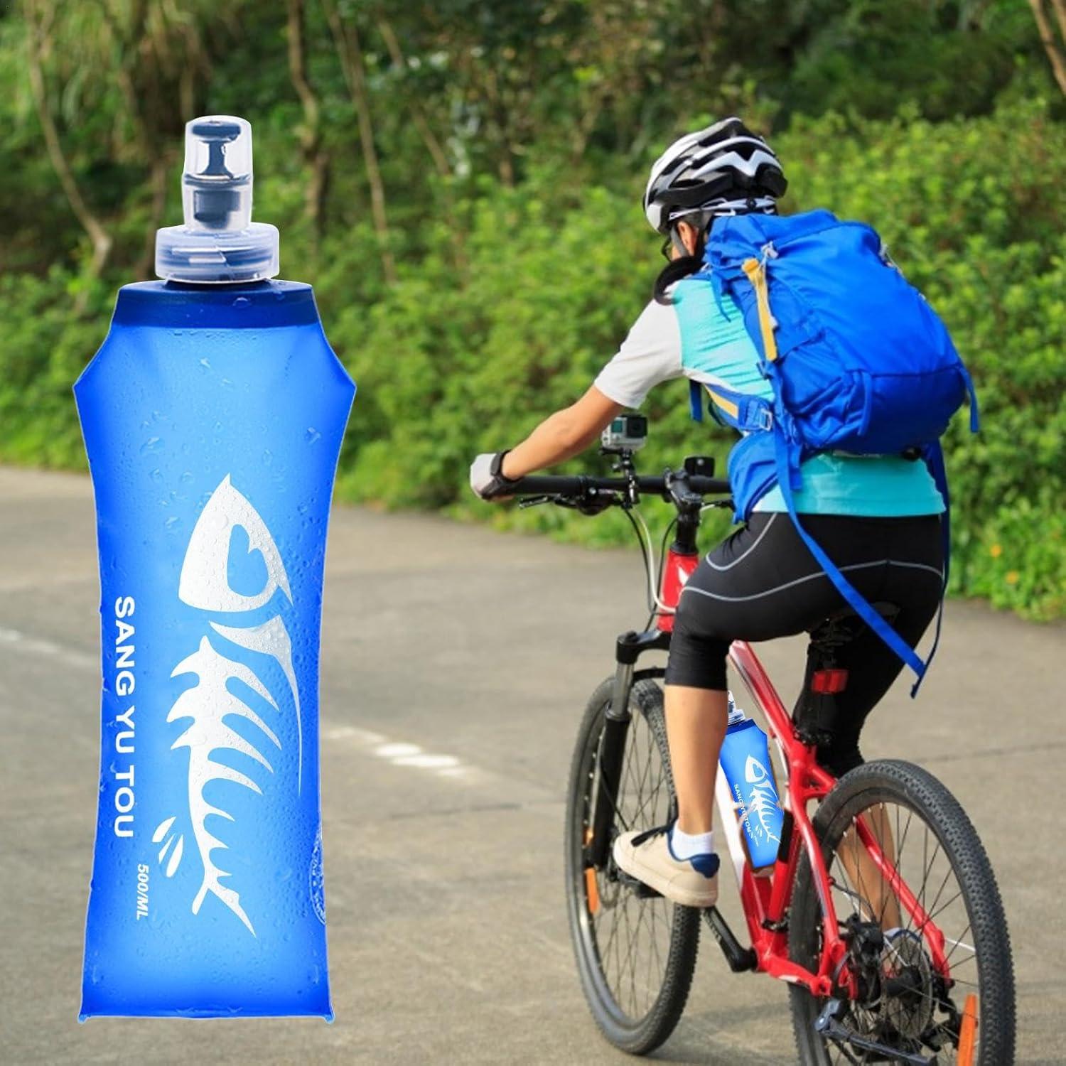 image:image2 Gourde Souple Flasque Running Soft Flask 500ml Bouteille deau Gourde Sport Pliable Poche Hydratation Rservoir deau Flacon pour Sports de Plein Air Randonne Cyclisme Camping Jogging500ml Bleu Fonc