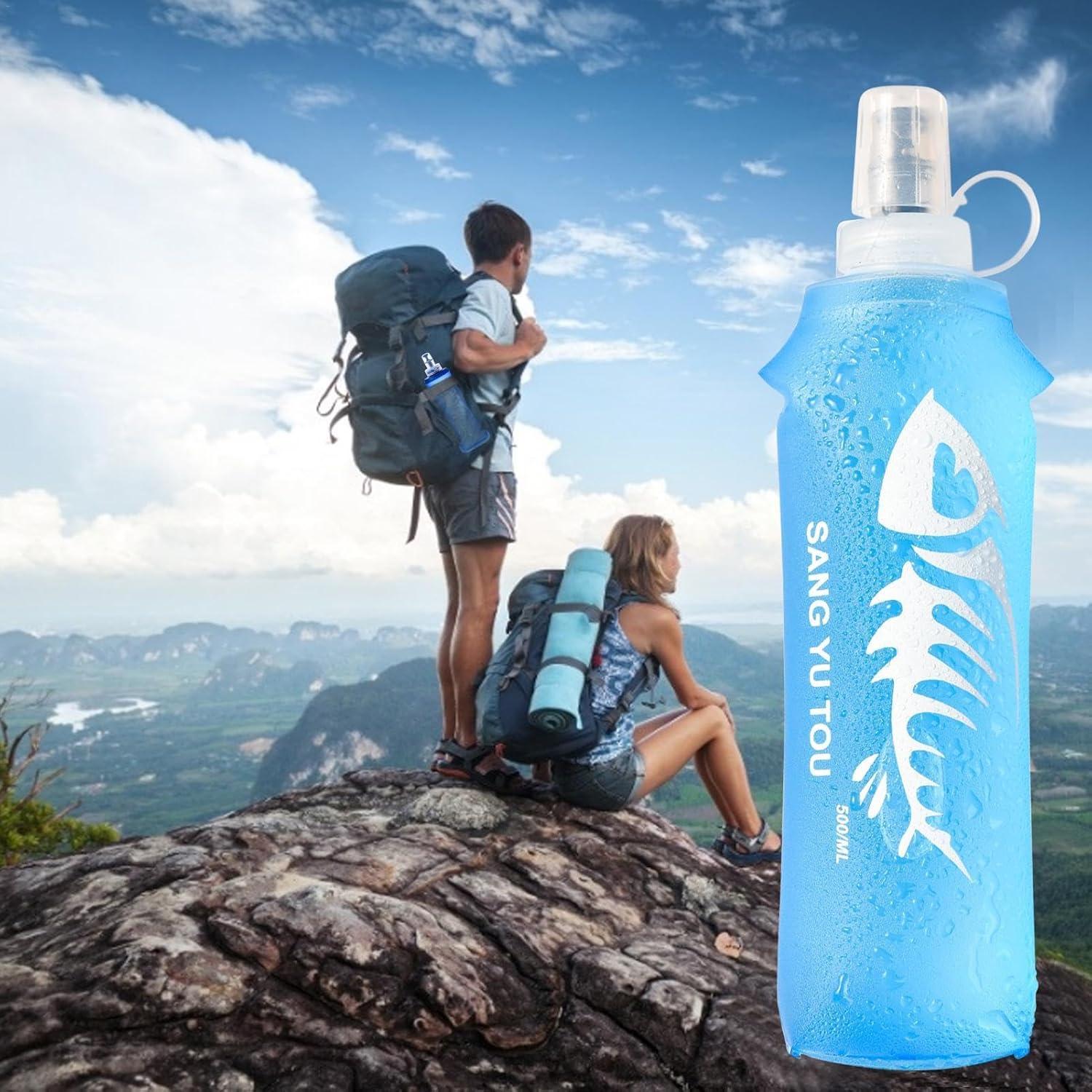 image:image2 Gourde Souple Flasque Running Soft Flask 500ml Bouteille deau Gourde Sport Pliable Poche Hydratation Rservoir deau Flacon pour Sports de Plein Air Randonne Cyclisme Camping Jogging500ml Bleu Clair