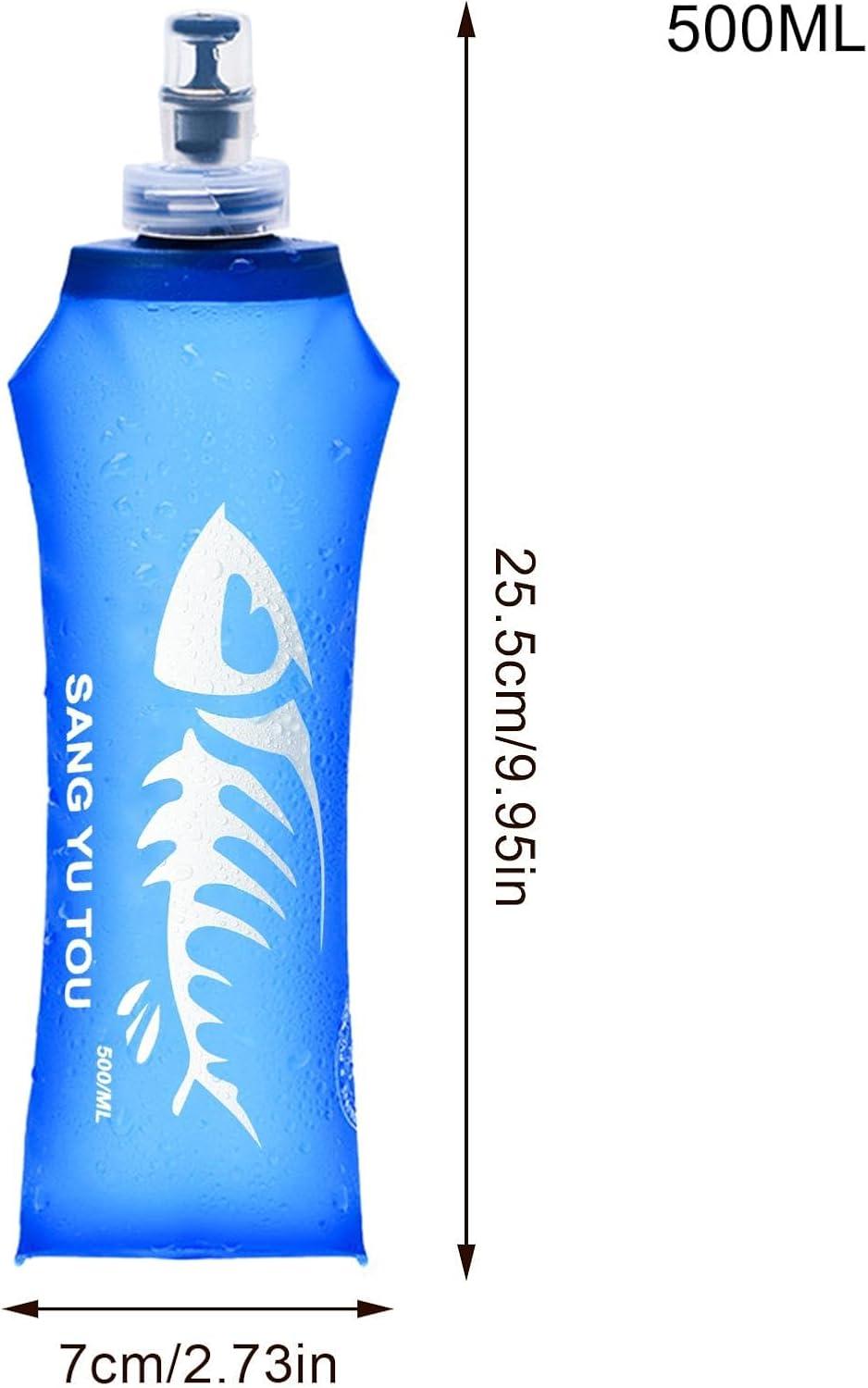 image:image2 Gourde Souple Flasque Running Soft Flask 500ml Bouteille deau Gourde Sport Pliable Poche Hydratation Rservoir deau Flacon pour Sports de Plein Air Randonne Cyclisme Camping Jogging500ml Bleu Fonc
