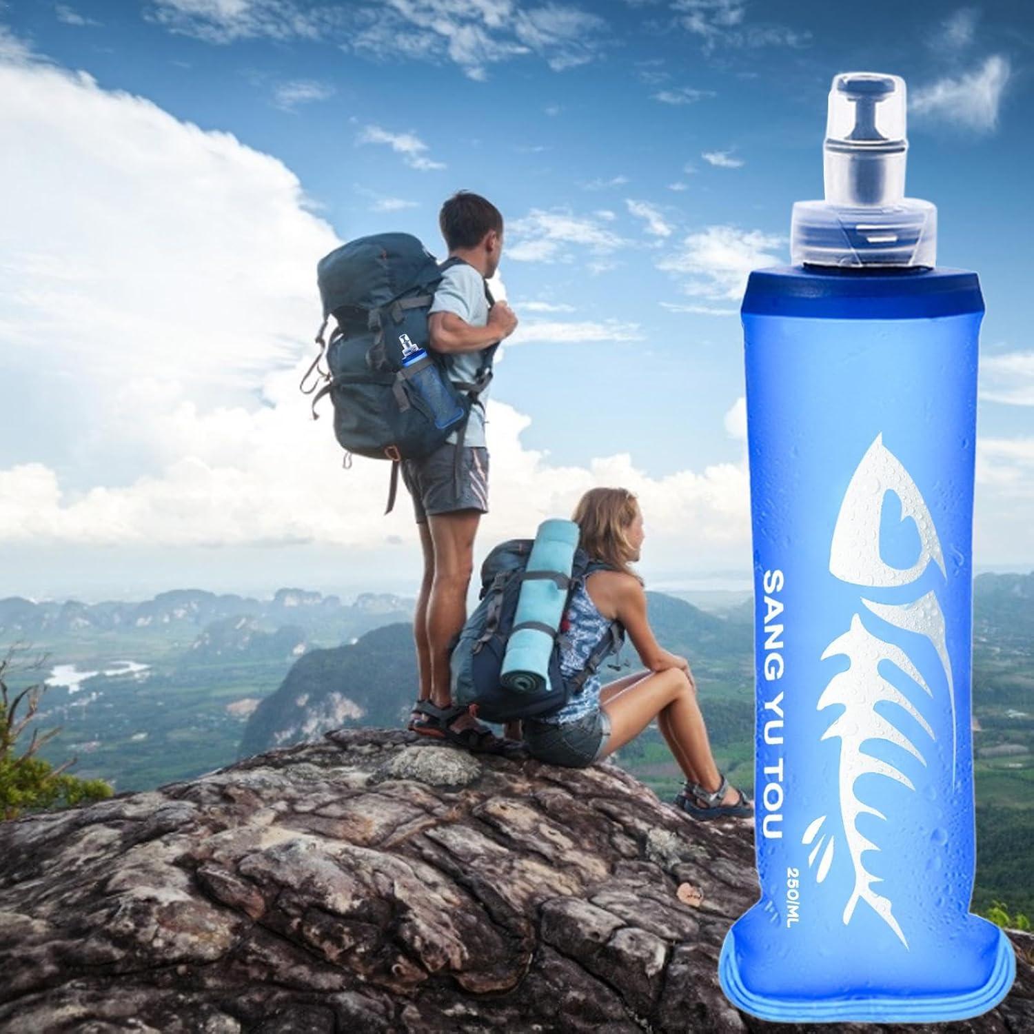 image:image2 Gourde Souple Flasque Running Soft Flask 500ml Bouteille deau Gourde Sport Pliable Poche Hydratation Rservoir deau Flacon pour Sports de Plein Air Randonne Cyclisme Camping Jogging250ml Bleu Fonc