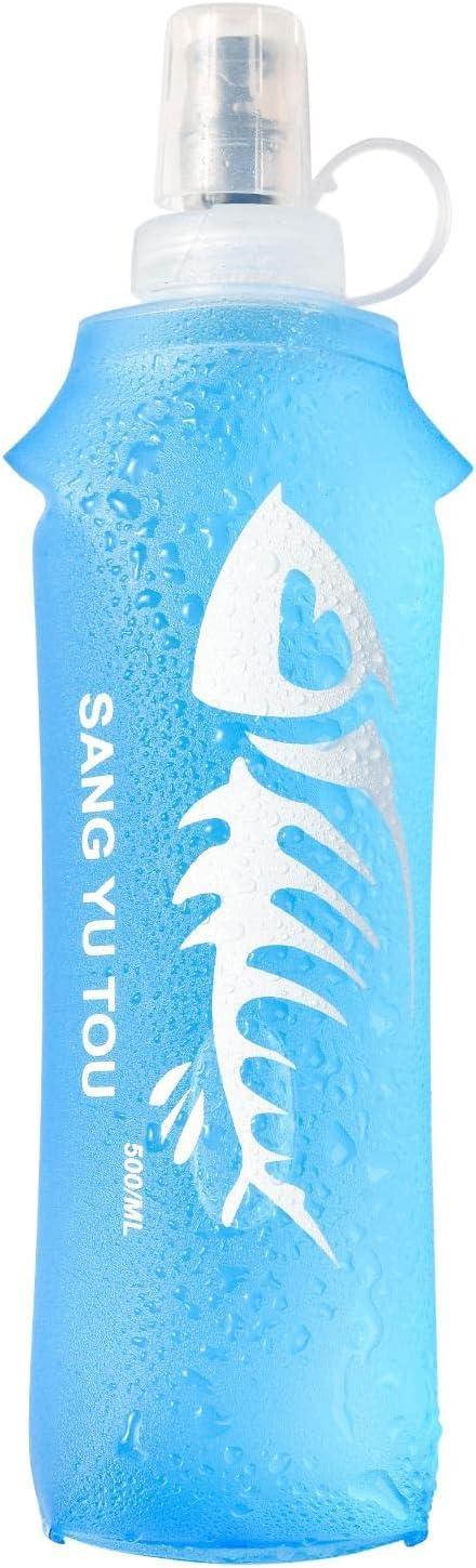 image:image2 Gourde Souple Flasque Running Soft Flask 500ml Bouteille deau Gourde Sport Pliable Poche Hydratation Rservoir deau Flacon pour Sports de Plein Air Randonne Cyclisme Camping Jogging500ml Bleu Clair