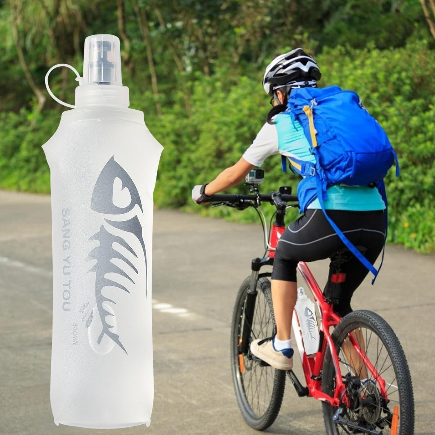 image:image2 Gourde Souple Flasque Running Soft Flask 500ml Bouteille deau Gourde Sport Pliable Poche Hydratation Rservoir deau Flacon pour Sports de Plein Air Randonne Cyclisme Camping Jogging500 ml de blanc