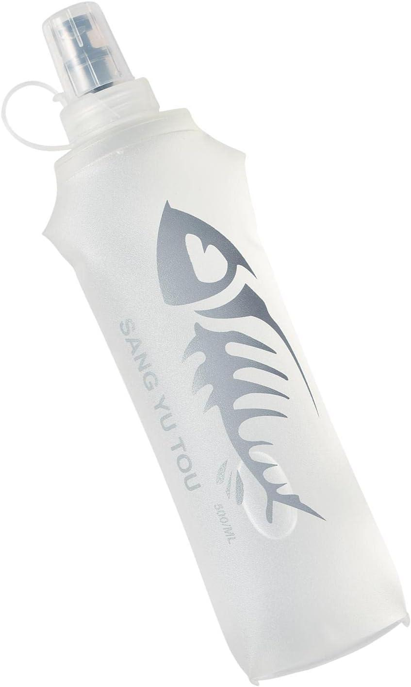 image:image2 Gourde Souple Flasque Running Soft Flask 500ml Bouteille deau Gourde Sport Pliable Poche Hydratation Rservoir deau Flacon pour Sports de Plein Air Randonne Cyclisme Camping Jogging500 ml de blanc
