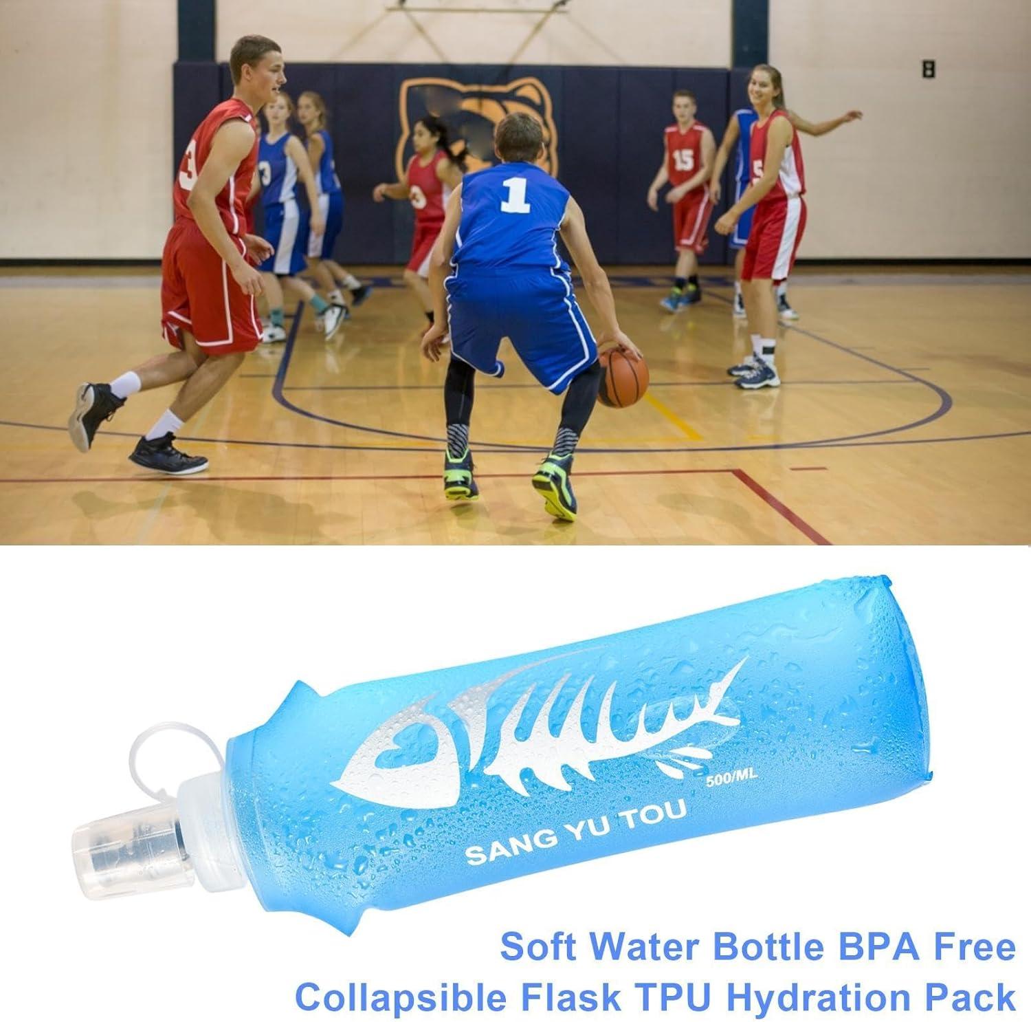 image:image2 Gourde Souple Flasque Running Soft Flask 500ml Bouteille deau Gourde Sport Pliable Poche Hydratation Rservoir deau Flacon pour Sports de Plein Air Randonne Cyclisme Camping Jogging500ml Bleu Clair