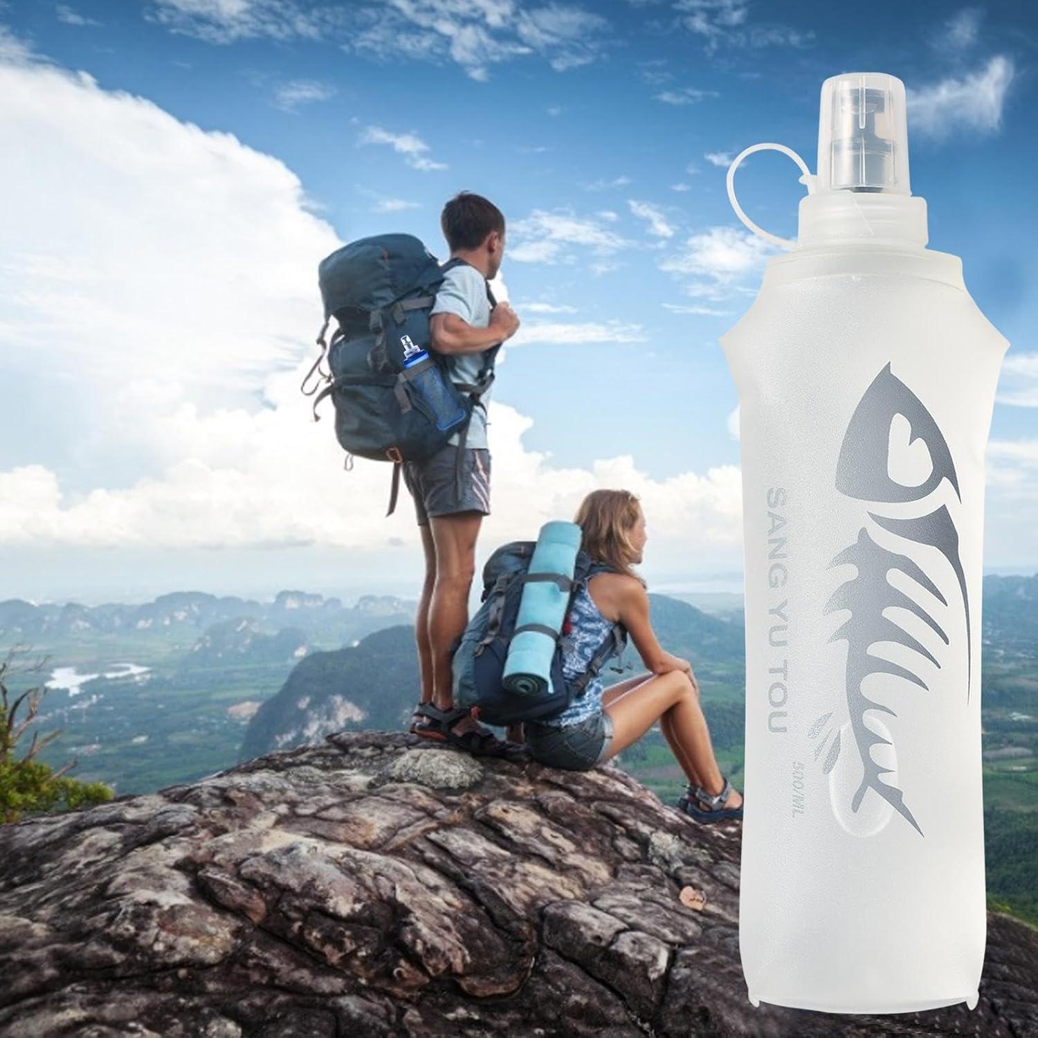 image:image2 Gourde Souple Flasque Running Soft Flask 500ml Bouteille deau Gourde Sport Pliable Poche Hydratation Rservoir deau Flacon pour Sports de Plein Air Randonne Cyclisme Camping Jogging500 ml de blanc