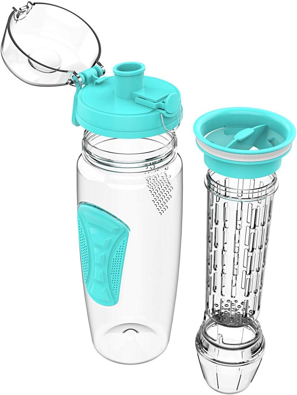 image:imageBouteille deau pour infuseur de fruits 32 oz durable avec boule de gel amovible grande Tritan sans BPA couvercle rabat protection antifuites Sports Camping SarcelleSarcelle