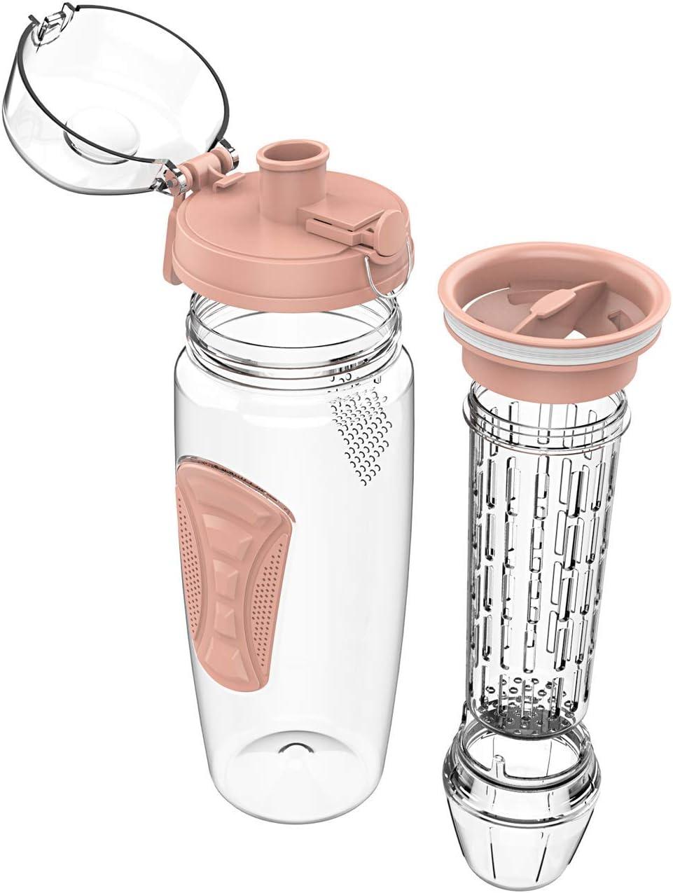 image:imageBouteille deau pour infuseur de fruits 32 oz durable avec boule de gel amovible grande Tritan sans BPA couvercle rabat protection antifuites Sports Camping SarcelleDor