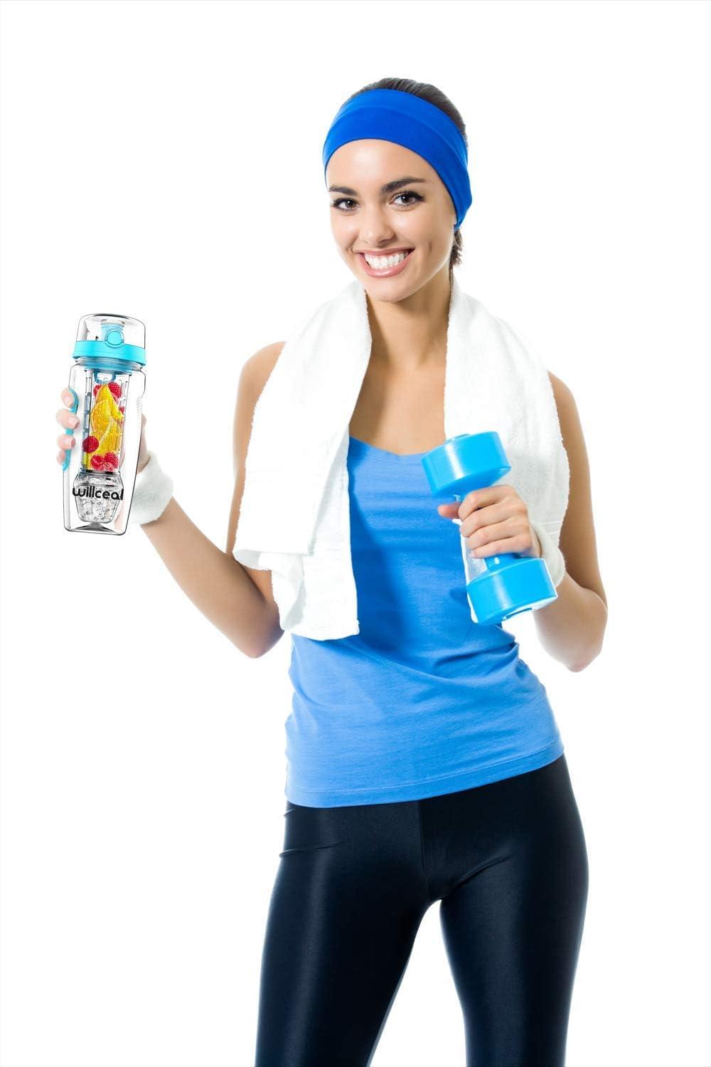image:imageBouteille deau pour infuseur de fruits 32 oz durable avec boule de gel amovible grande Tritan sans BPA couvercle rabat protection antifuites Sports Camping SarcelleSarcelle
