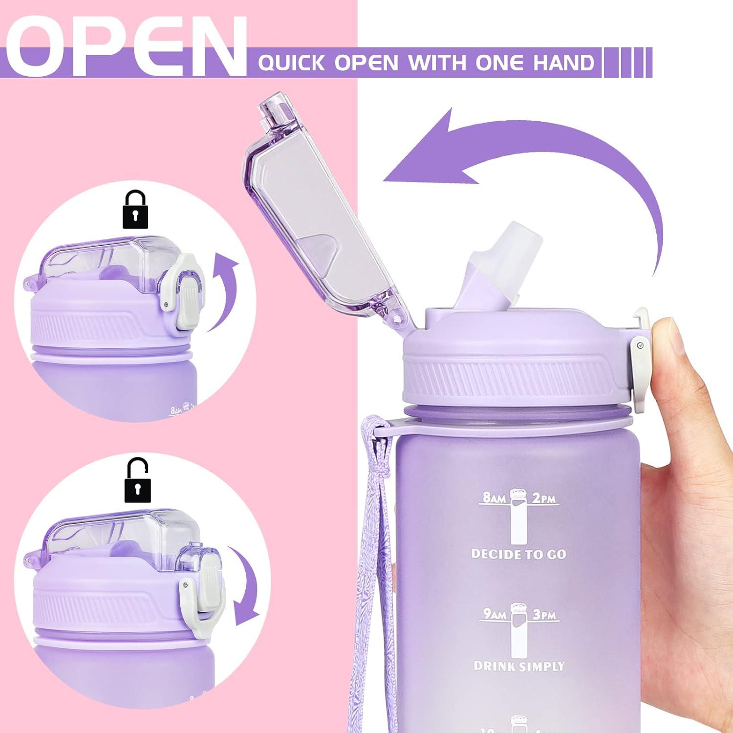 image:imageCodiCile Gourde Sport 1l avec paillebouteille deau de motivation avec Marqueur de Tempsbouteille deau tanche avec couvercle sans BPA pour sport gym bureau course piedviolet dgradViolet Dgrad