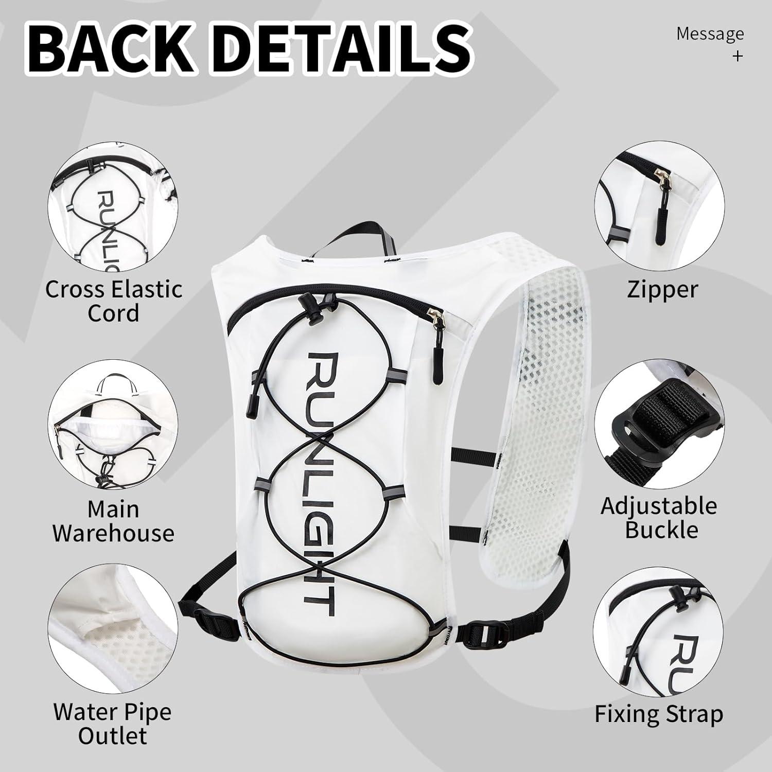image:imageGilet de course pour homme et femme sangles de poitrine rglables gilet dhydratation avec bouteille deau de 1500 mlBlanc