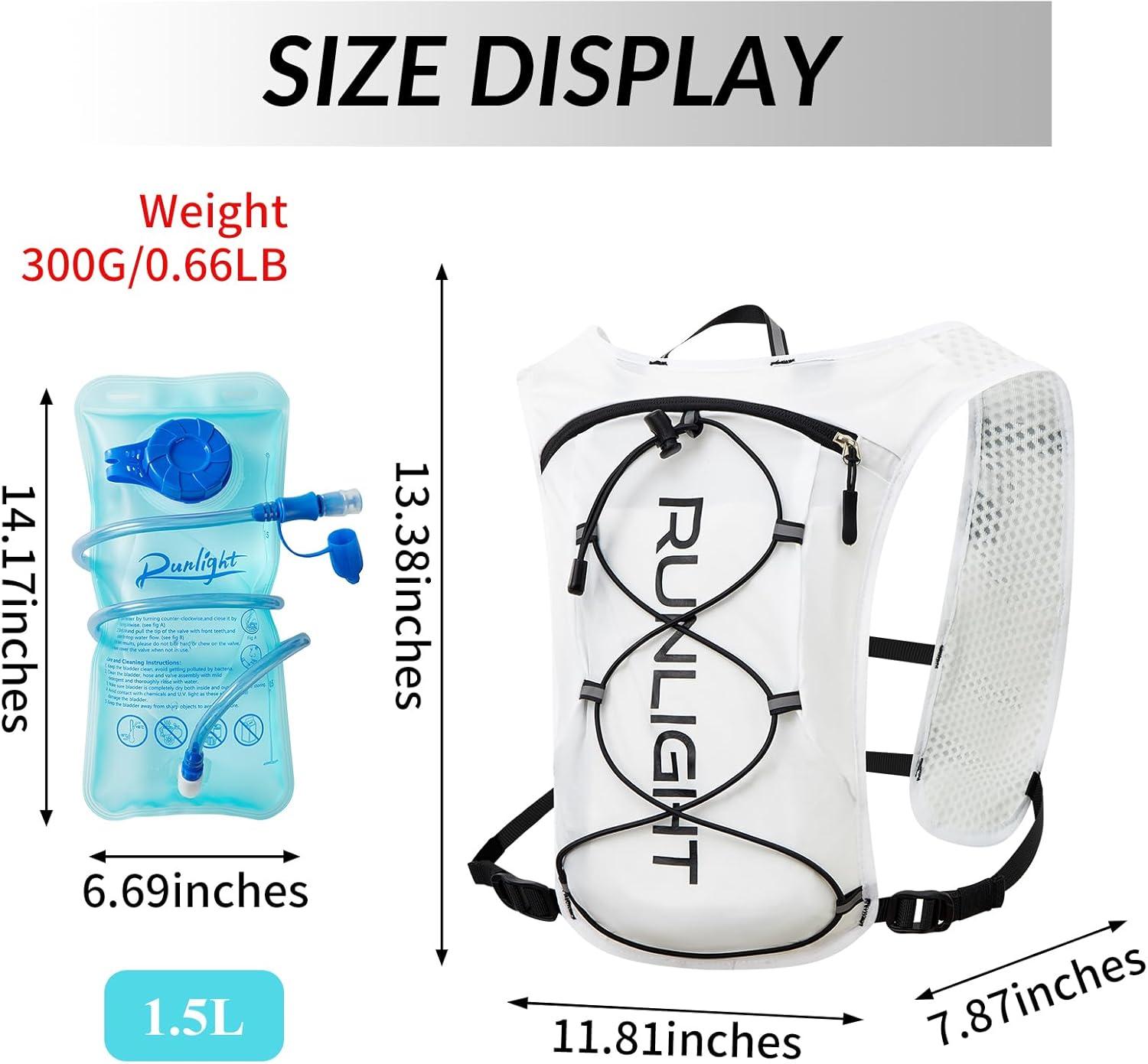image:imageGilet de course pour homme et femme sangles de poitrine rglables gilet dhydratation avec bouteille deau de 1500 mlBlanc