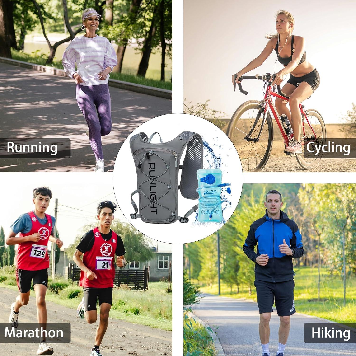 image:imageGilet de course pour homme et femme sangles de poitrine rglables gilet dhydratation avec bouteille deau de 1500 mlGris