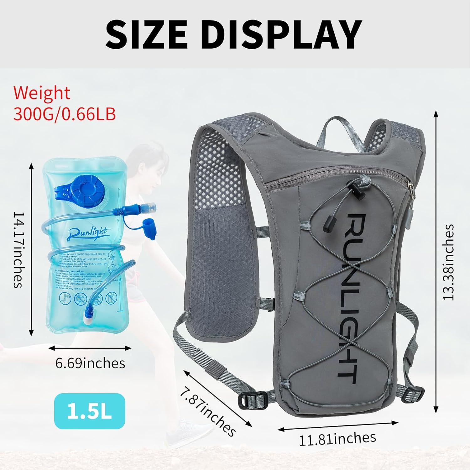 image:imageGilet de course pour homme et femme sangles de poitrine rglables gilet dhydratation avec bouteille deau de 1500 mlGris