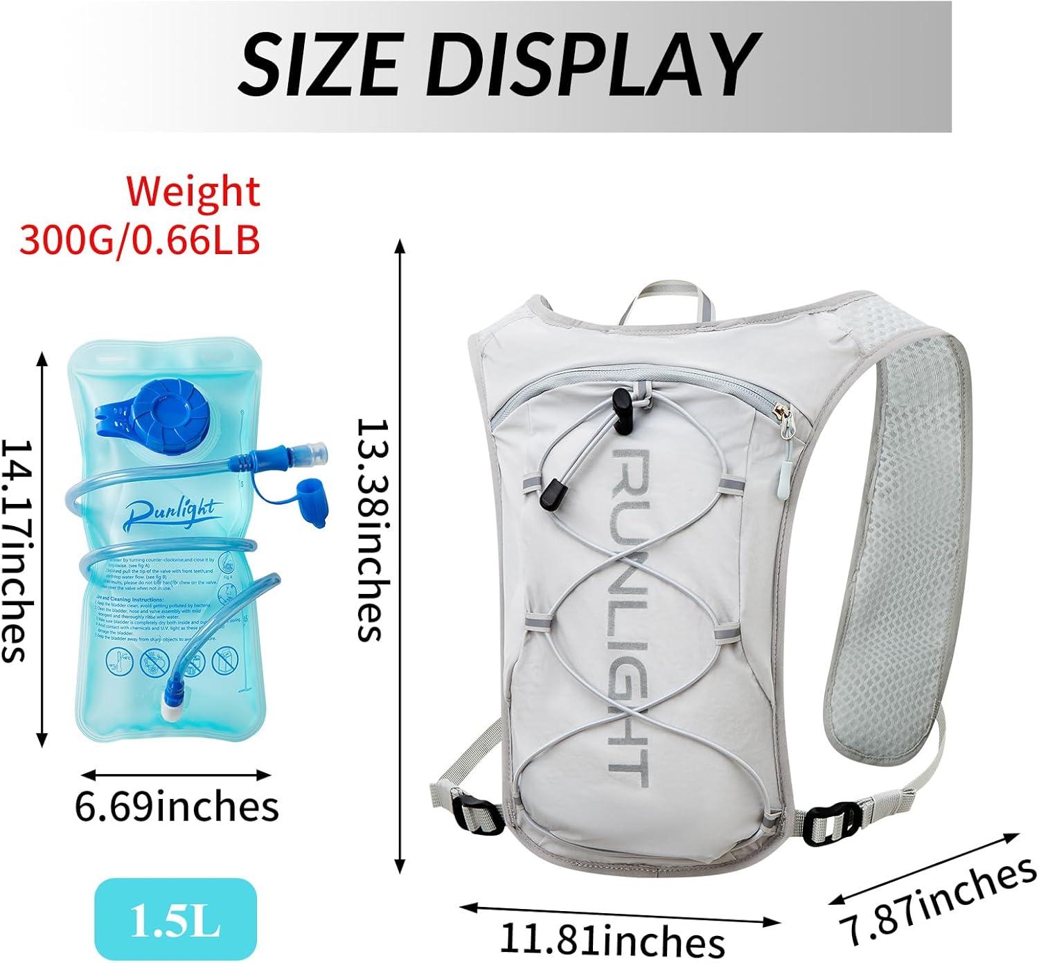 image:imageGilet de course pour homme et femme sangles de poitrine rglables gilet dhydratation avec bouteille deau de 1500 mlGris clair