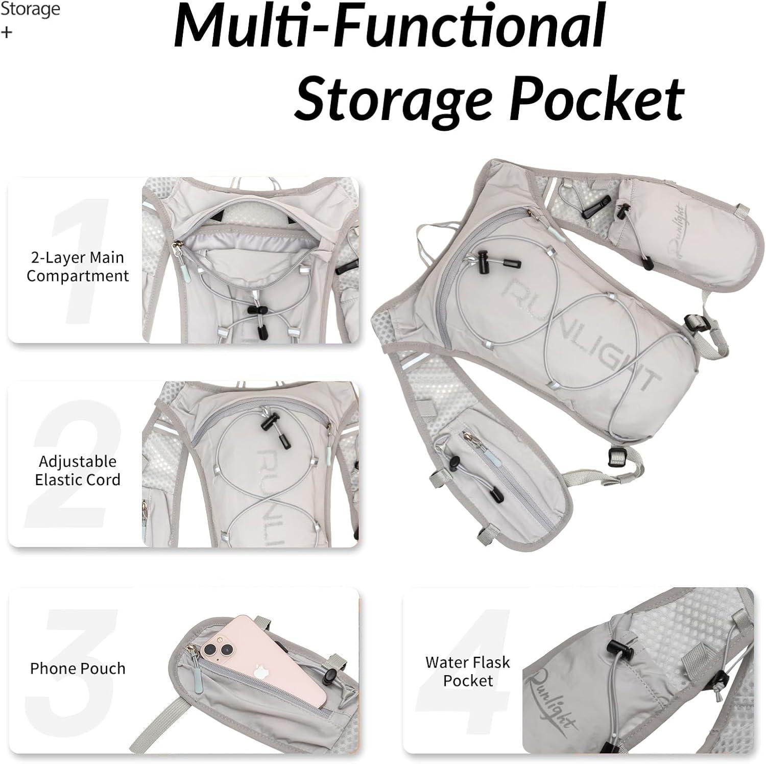 image:imageGilet de course pour homme et femme sangles de poitrine rglables gilet dhydratation avec bouteille deau de 1500 mlGris clair
