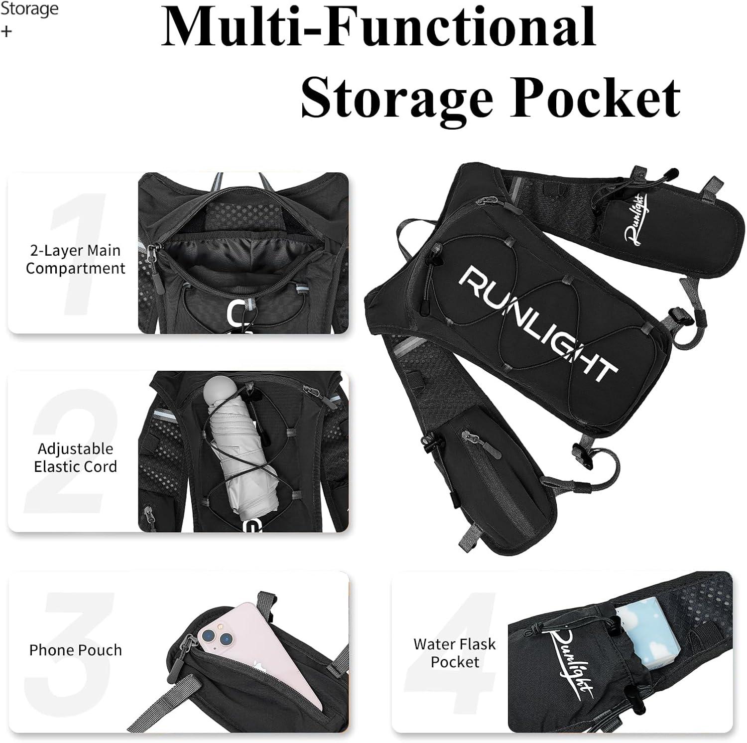 image:imageGilet de course pour homme et femme sangles de poitrine rglables gilet dhydratation avec bouteille deau de 1500 mlNoir