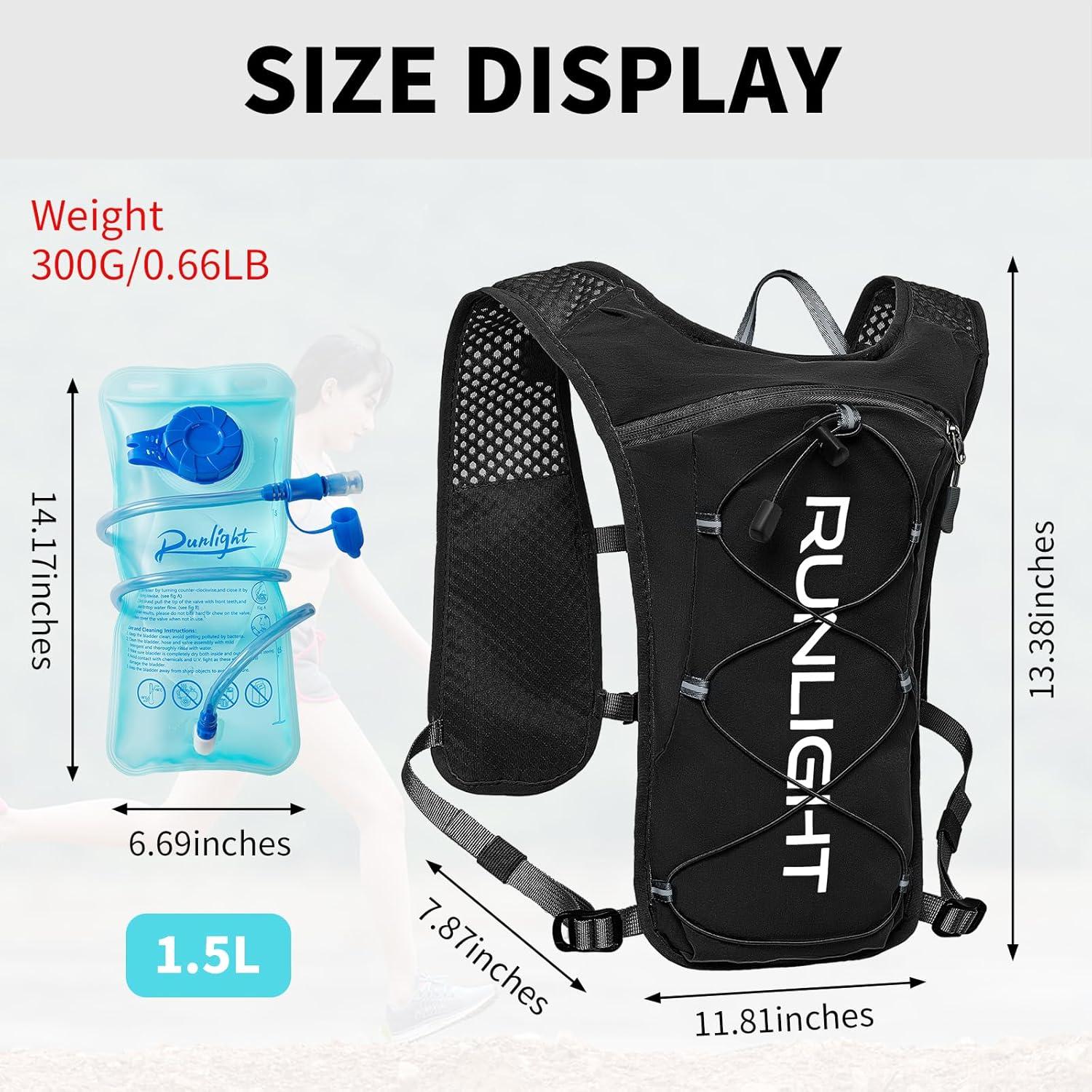 image:imageGilet de course pour homme et femme sangles de poitrine rglables gilet dhydratation avec bouteille deau de 1500 mlNoir