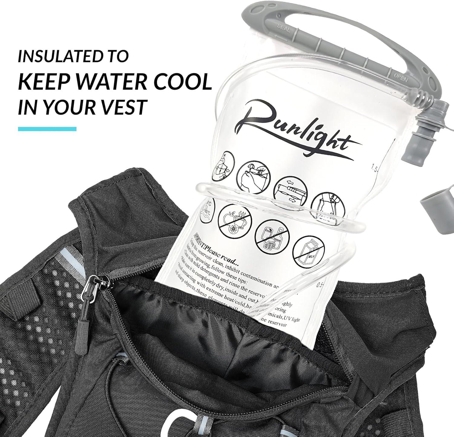 image:imageGilet de course pour homme et femme sangles de poitrine rglables gilet dhydratation avec bouteille deau de 1500 mlPoche eau de 1 5 l