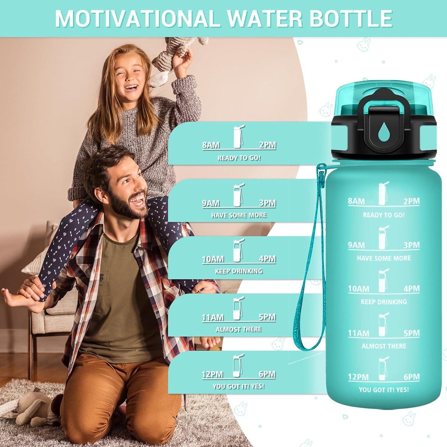 image:imageGourde Motivation 1L Gourde avec Paille sans BPA Bouteille deau de Motivation avec Marqueur de Temps tanche et Rutilisable Bouteille Rutilisable pour lcole Sport Bureau Yoga Camping17oz500ml Paille Mat Bleuvert