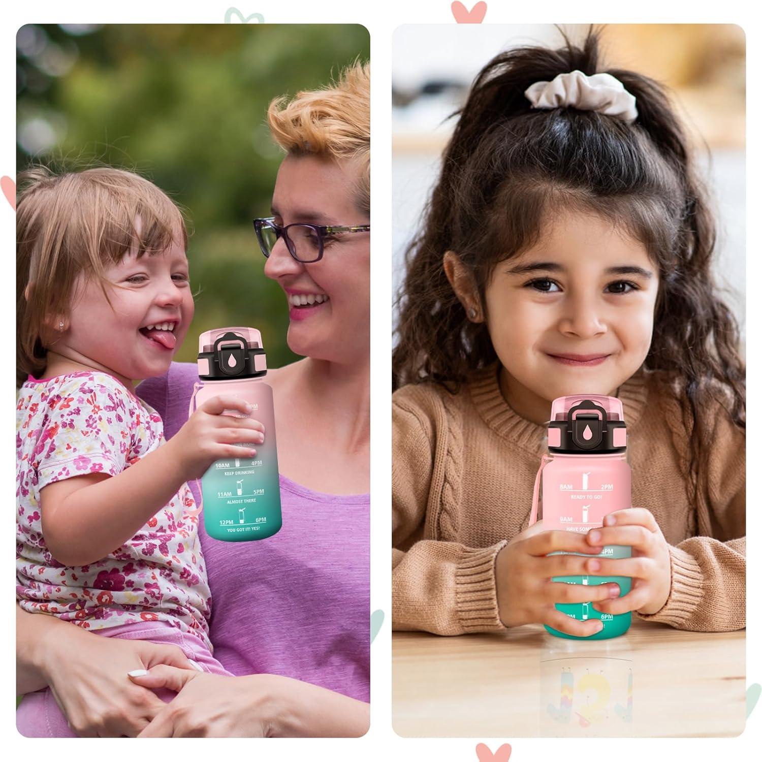 image:imageGourde Motivation 1L Gourde avec Paille sans BPA Bouteille deau de Motivation avec Marqueur de Temps tanche et Rutilisable Bouteille Rutilisable pour lcole Sport Bureau Yoga Camping17oz500ml Paille Rose Cyan