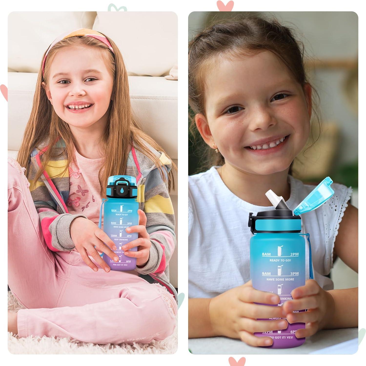 image:imageGourde Motivation 1L Gourde avec Paille sans BPA Bouteille deau de Motivation avec Marqueur de Temps tanche et Rutilisable Bouteille Rutilisable pour lcole Sport Bureau Yoga Camping17oz500ml Paille Bleu Violet