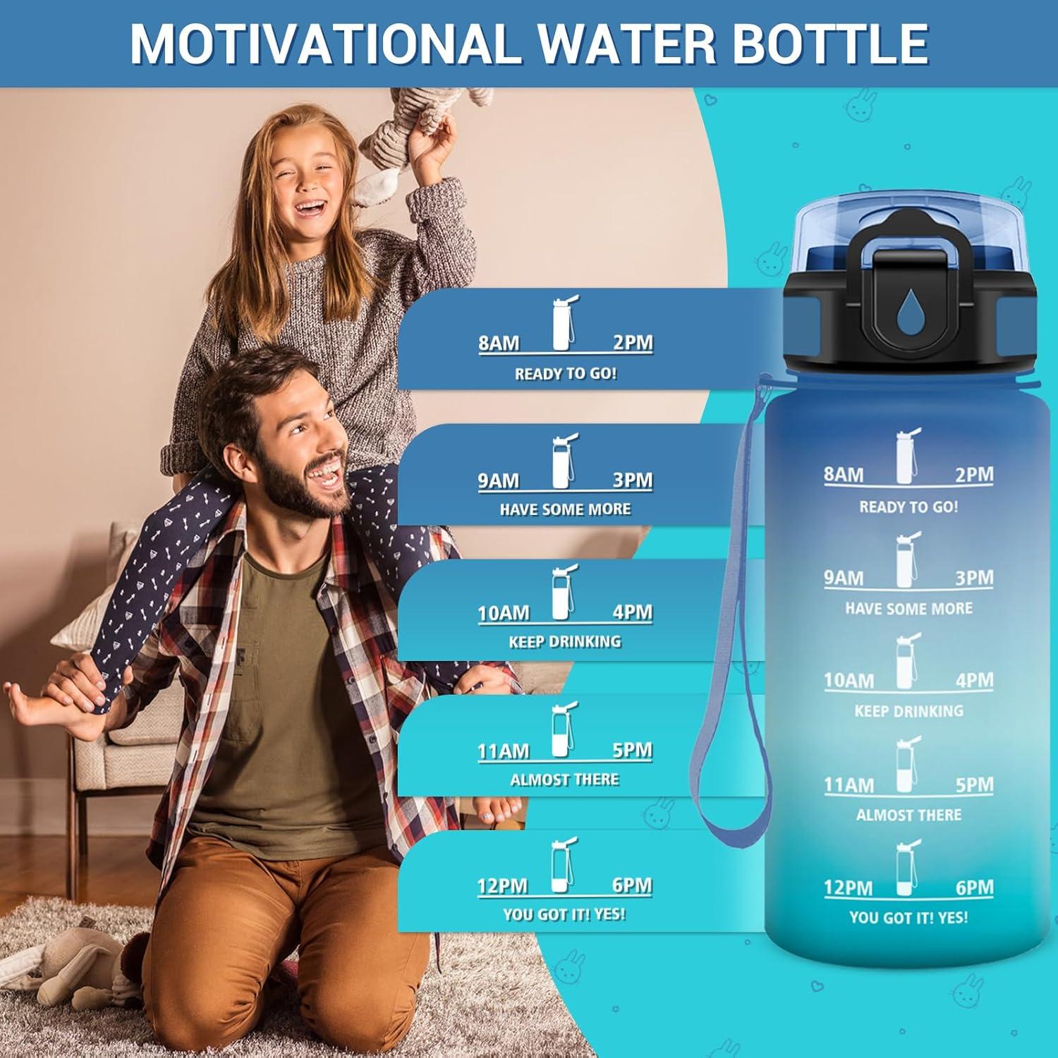 image:imageGourde Motivation 1L Gourde avec Paille sans BPA Bouteille deau de Motivation avec Marqueur de Temps tanche et Rutilisable Bouteille Rutilisable pour lcole Sport Bureau Yoga Camping17oz500ml Paille Bleu Vert