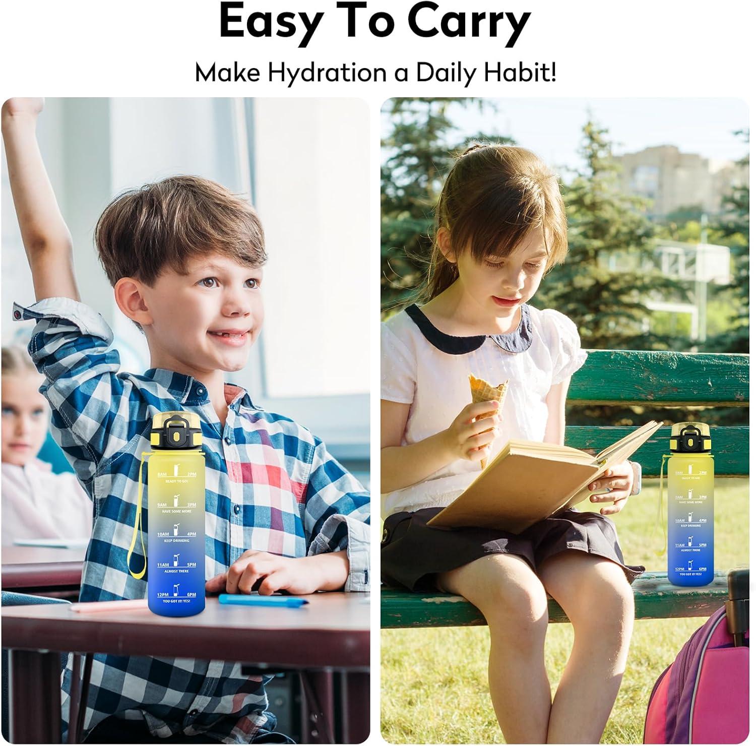 image:imageKollyKolla Gourde 1L Bouteille Motivation tanche avec Filtre sans BPA Bouteille Sport avec Marqueur de Temps Gourde Rutilisable pour Adulte lcole Sport Bureau Yoga Camping500ml Jaune Bleu Roi