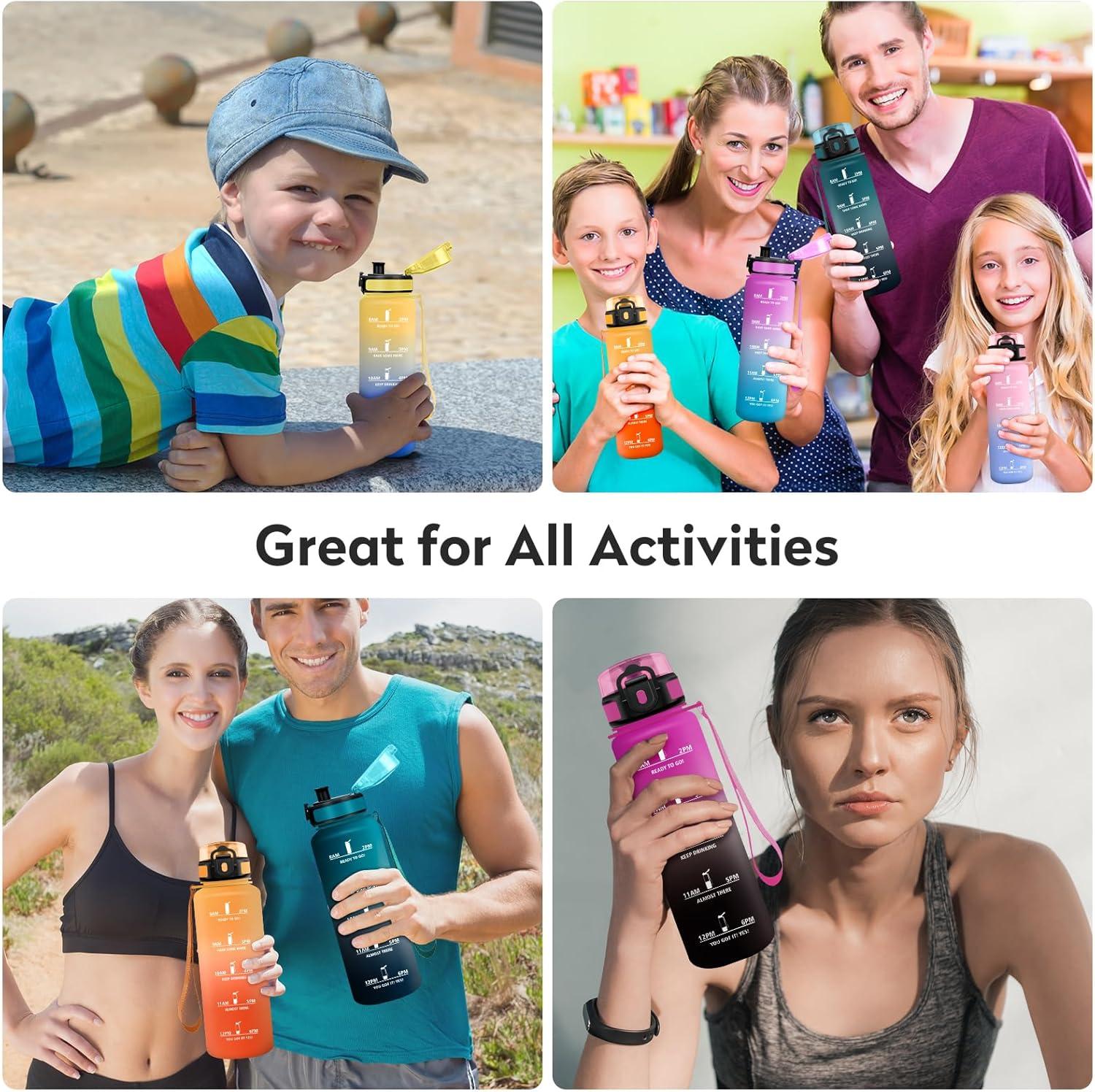 image:imageKollyKolla Gourde 1L Bouteille Motivation tanche avec Filtre sans BPA Bouteille Sport avec Marqueur de Temps Gourde Rutilisable pour Adulte lcole Sport Bureau Yoga Camping500ml Rose Cyan