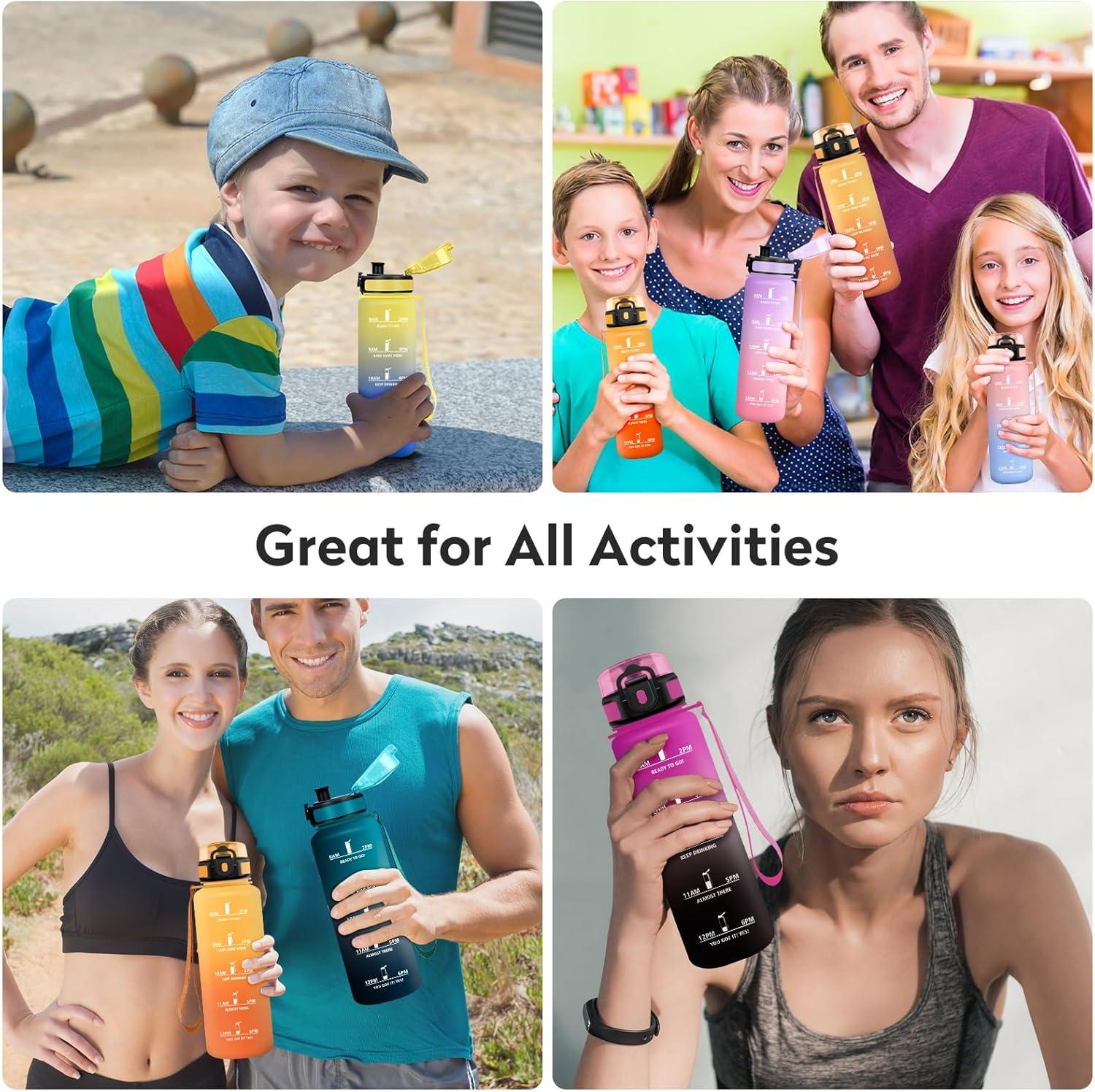 image:imageKollyKolla Gourde 1L Bouteille Motivation tanche avec Filtre sans BPA Bouteille Sport avec Marqueur de Temps Gourde Rutilisable pour Adulte lcole Sport Bureau Yoga Camping500ml Jaune Bleu Roi
