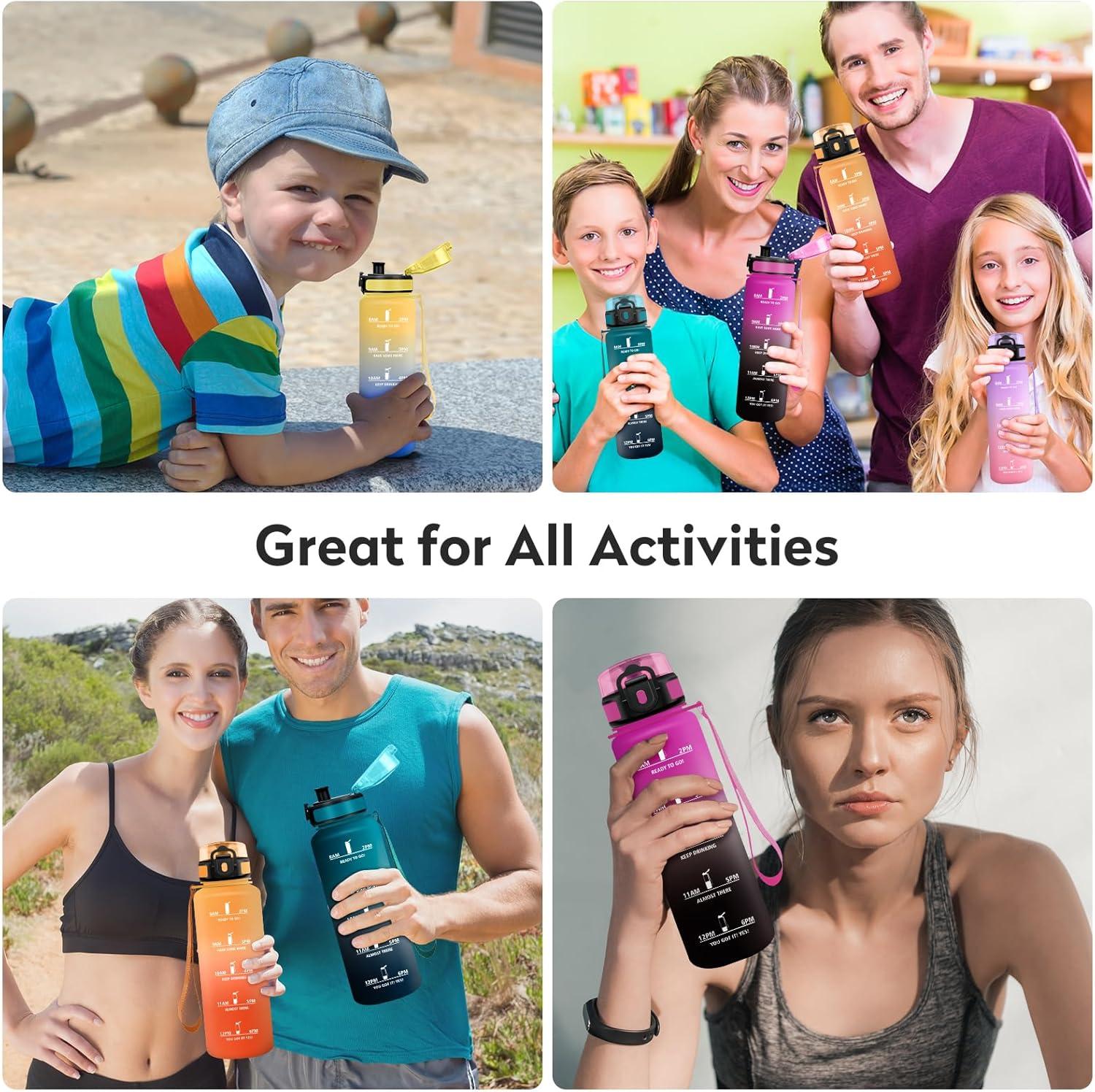 image:imageKollyKolla Gourde 1L Bouteille Motivation tanche avec Filtre sans BPA Bouteille Sport avec Marqueur de Temps Gourde Rutilisable pour Adulte lcole Sport Bureau Yoga Camping500ml Rouge Pourpre Noir