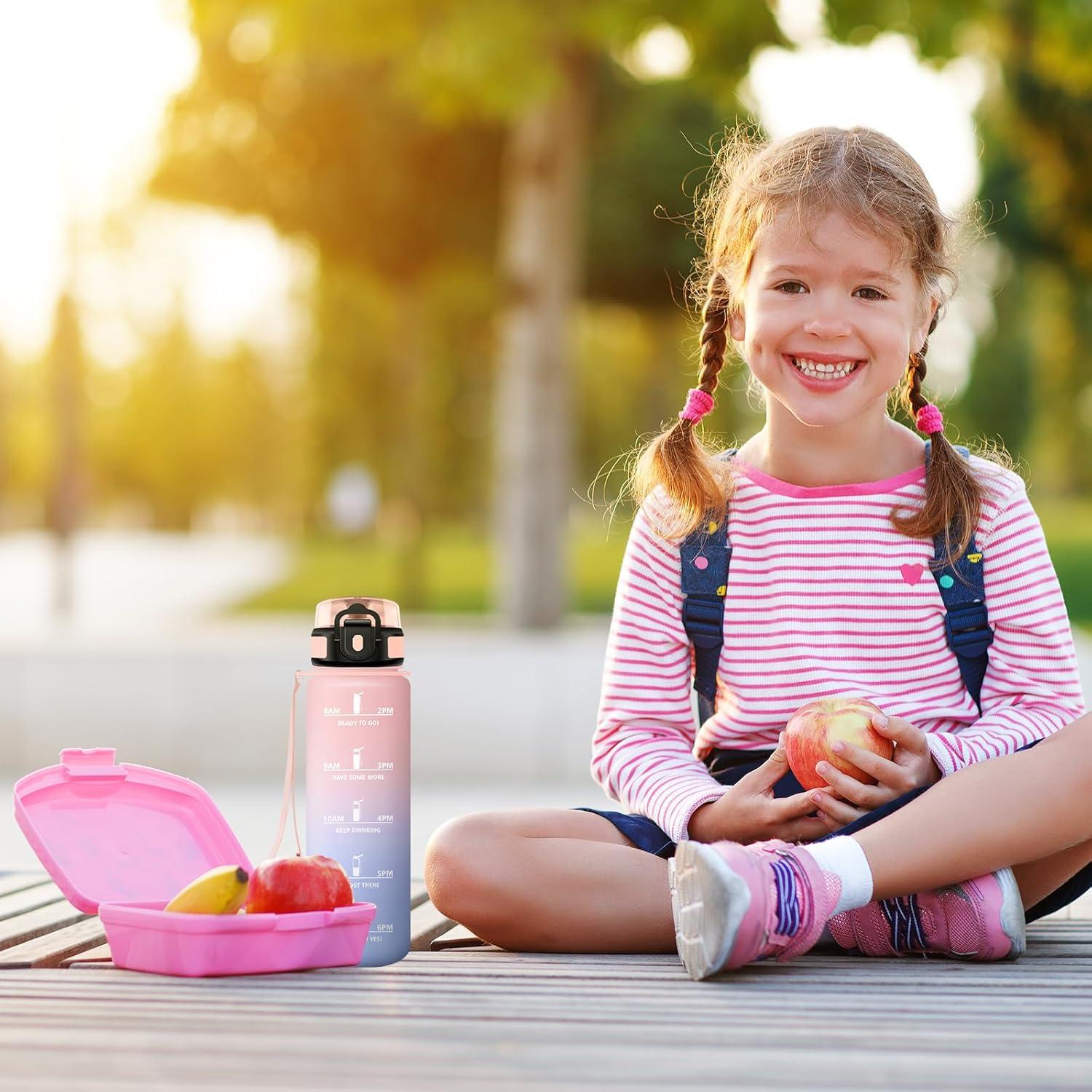 image:imageKollyKolla Gourde 1L Bouteille Motivation tanche avec Filtre sans BPA Bouteille Sport avec Marqueur de Temps Gourde Rutilisable pour Adulte lcole Sport Bureau Yoga Camping500ml Rose Bleu Ciel