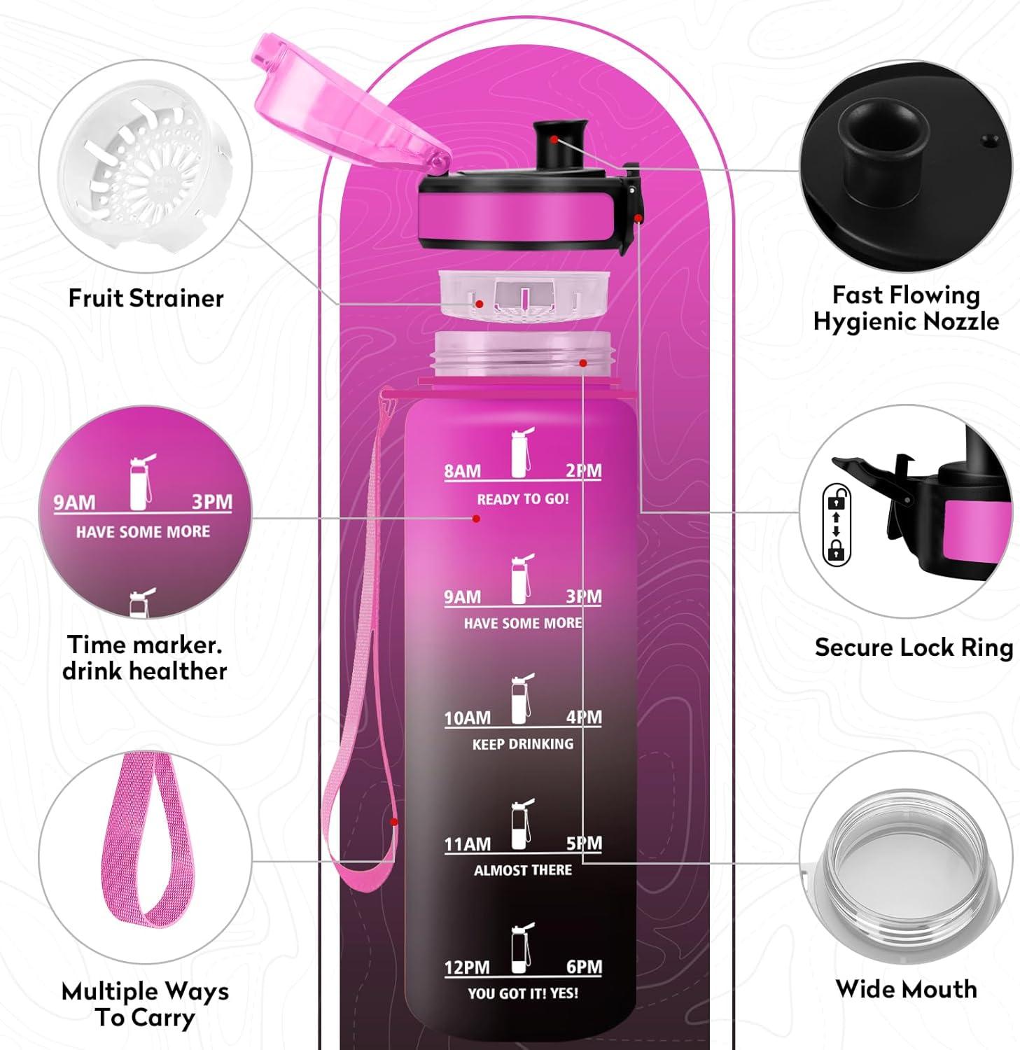 image:imageKollyKolla Gourde 1L Bouteille Motivation tanche avec Filtre sans BPA Bouteille Sport avec Marqueur de Temps Gourde Rutilisable pour Adulte lcole Sport Bureau Yoga Camping500ml Rouge Pourpre Noir