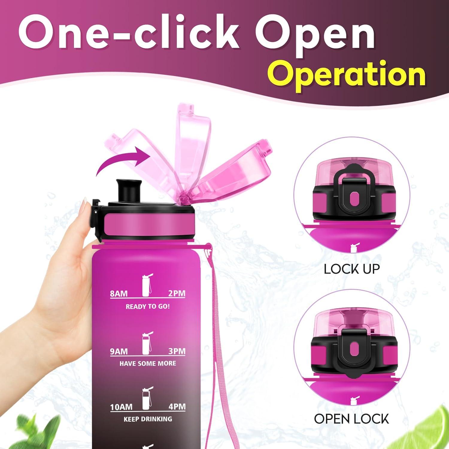 image:imageKollyKolla Gourde 1L Bouteille Motivation tanche avec Filtre sans BPA Bouteille Sport avec Marqueur de Temps Gourde Rutilisable pour Adulte lcole Sport Bureau Yoga Camping1000ml Rouge Pourpre Noir