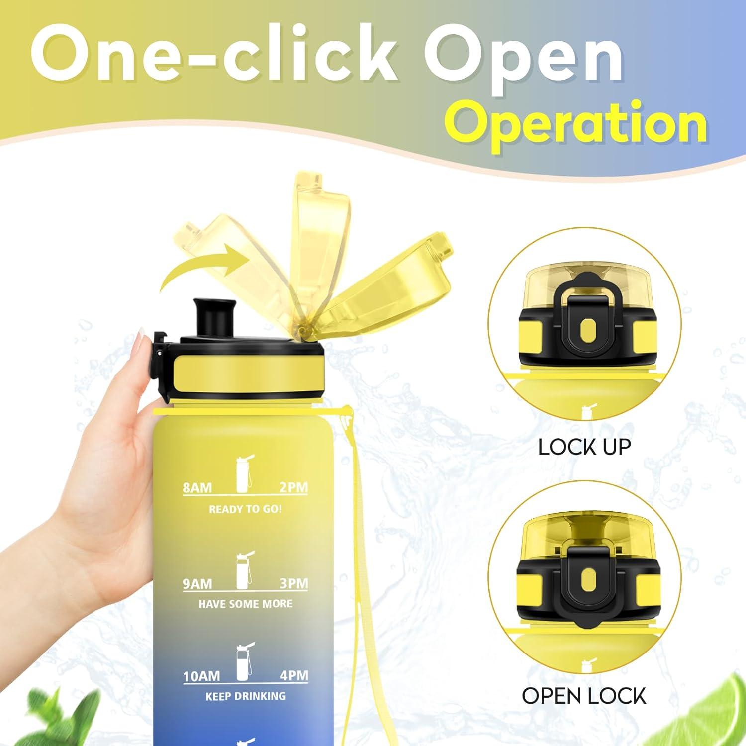 image:imageKollyKolla Gourde 1L Bouteille Motivation tanche avec Filtre sans BPA Bouteille Sport avec Marqueur de Temps Gourde Rutilisable pour Adulte lcole Sport Bureau Yoga Camping500ml Jaune Bleu Roi