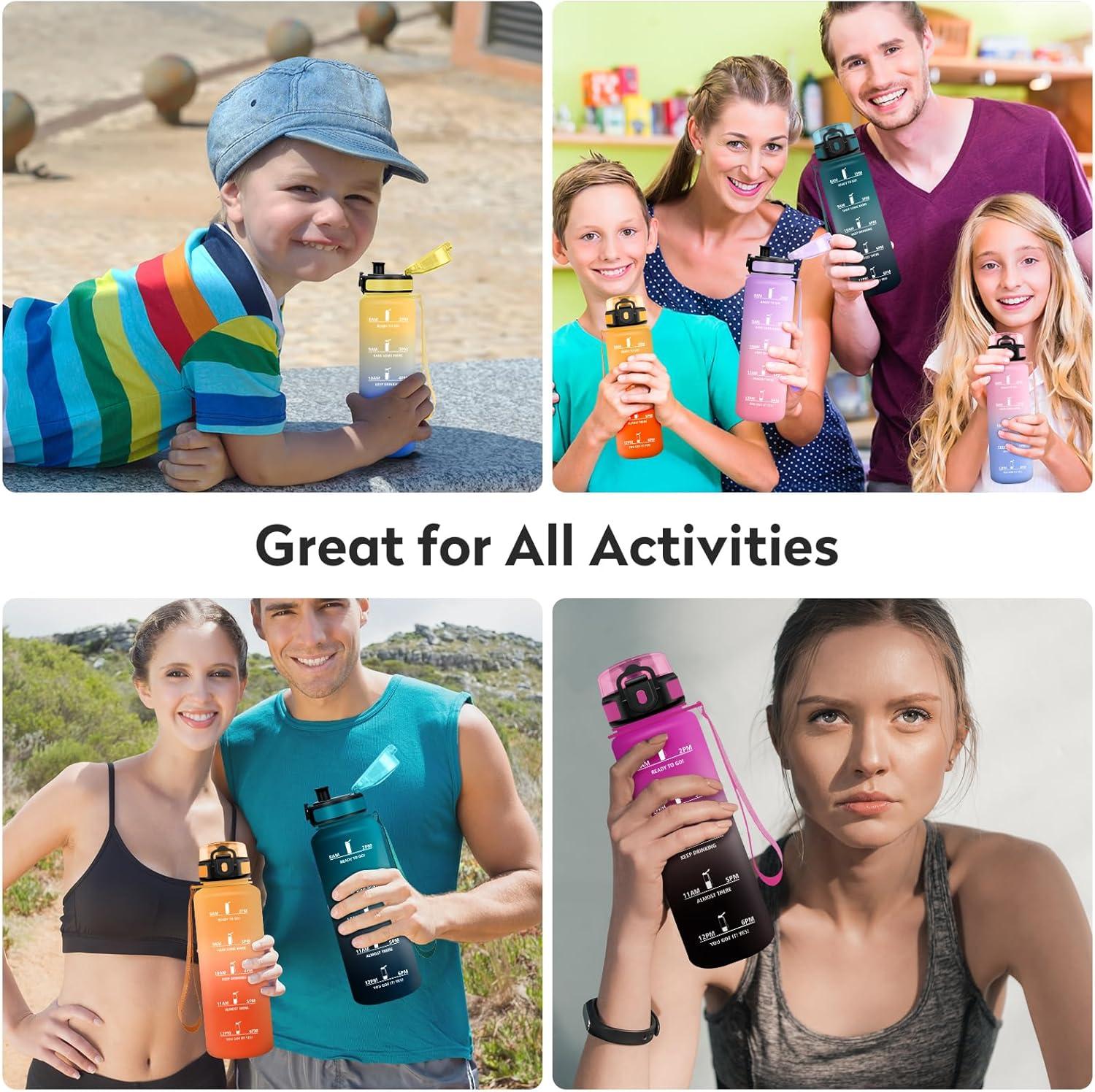 image:imageKollyKolla Gourde 1L Bouteille Motivation tanche avec Filtre sans BPA Bouteille Sport avec Marqueur de Temps Gourde Rutilisable pour Adulte lcole Sport Bureau Yoga Camping500ml Violet Clair Rose Clair