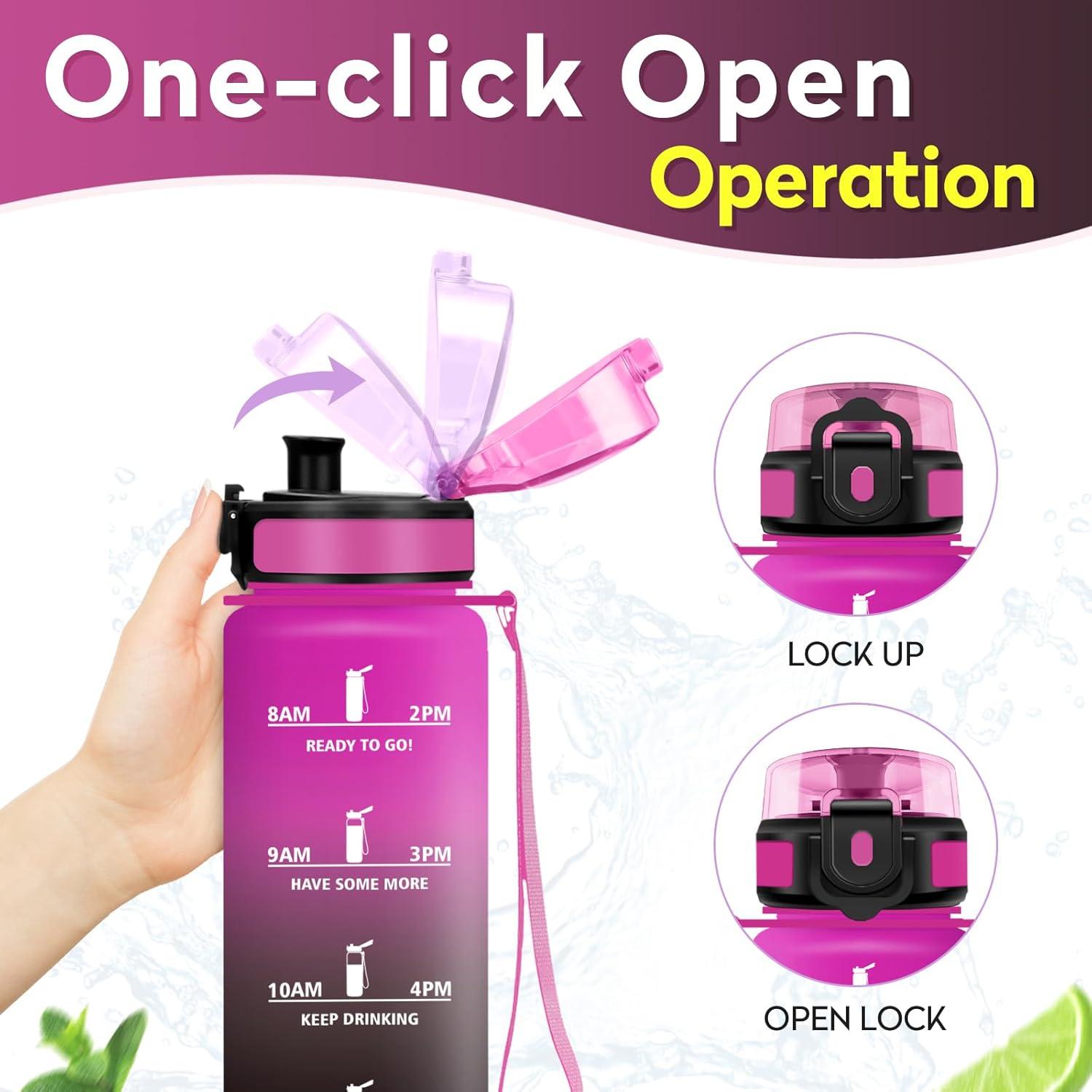 image:imageKollyKolla Gourde 1L Bouteille Motivation tanche avec Filtre sans BPA Bouteille Sport avec Marqueur de Temps Gourde Rutilisable pour Adulte lcole Sport Bureau Yoga Camping500ml Rouge Pourpre Noir