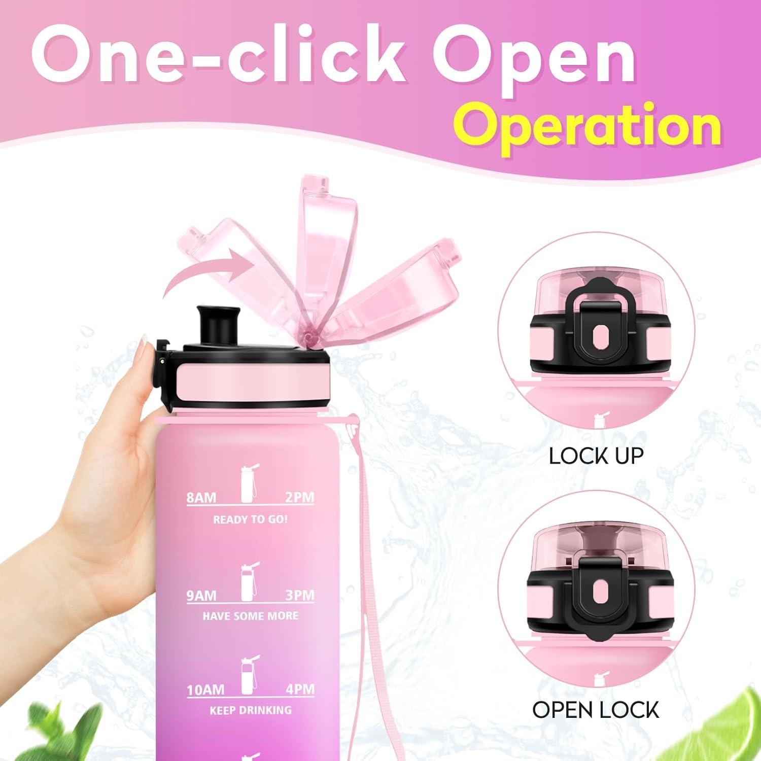 image:imageKollyKolla Gourde 1L Bouteille Motivation tanche avec Filtre sans BPA Bouteille Sport avec Marqueur de Temps Gourde Rutilisable pour Adulte lcole Sport Bureau Yoga Camping500ml Rose Clair Rose
