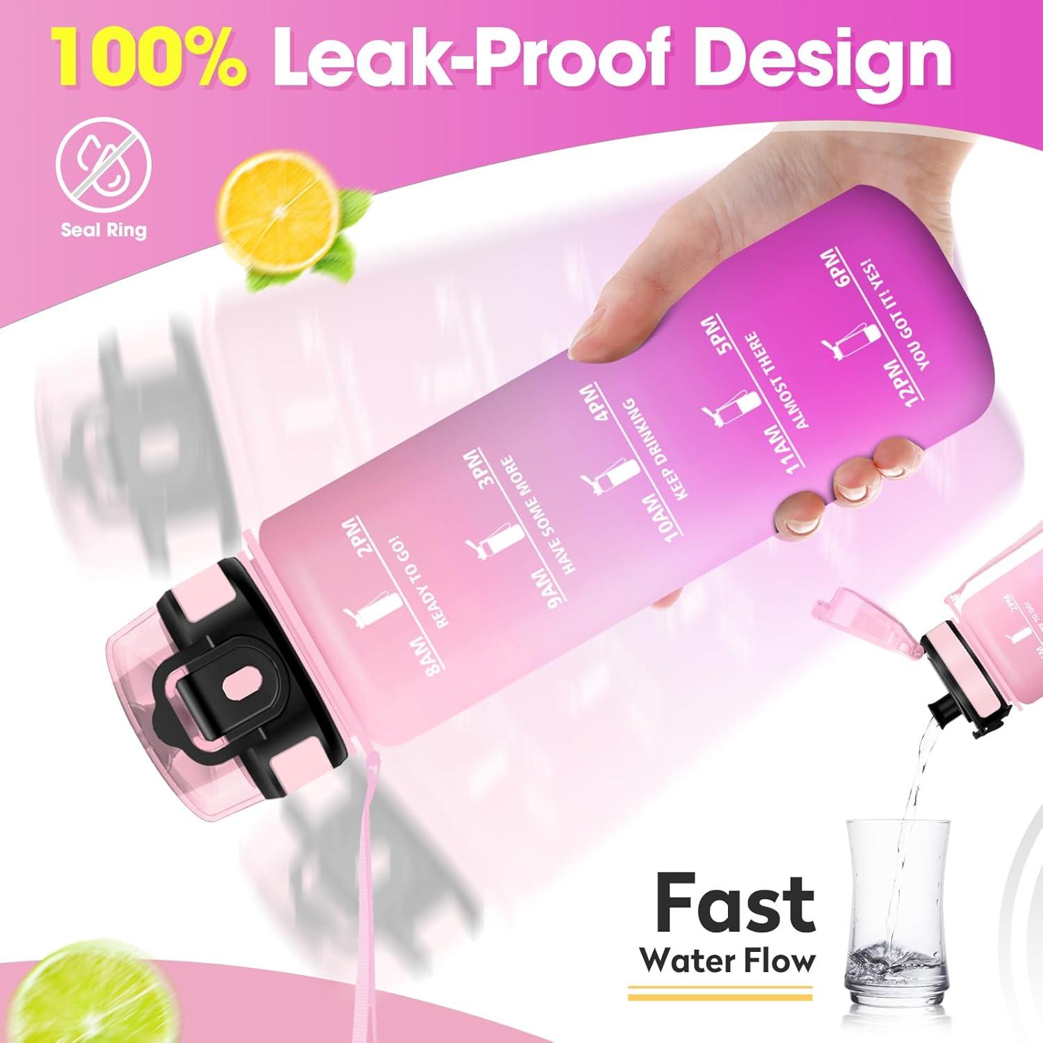 image:imageKollyKolla Gourde 1L Bouteille Motivation tanche avec Filtre sans BPA Bouteille Sport avec Marqueur de Temps Gourde Rutilisable pour Adulte lcole Sport Bureau Yoga Camping500ml Rose Clair Rose