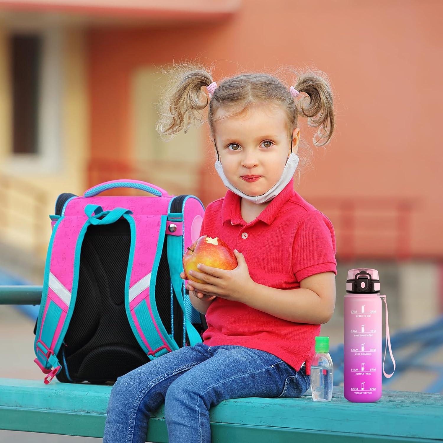 image:imageKollyKolla Gourde 1L Bouteille Motivation tanche avec Filtre sans BPA Bouteille Sport avec Marqueur de Temps Gourde Rutilisable pour Adulte lcole Sport Bureau Yoga Camping500ml Rose Clair Rose