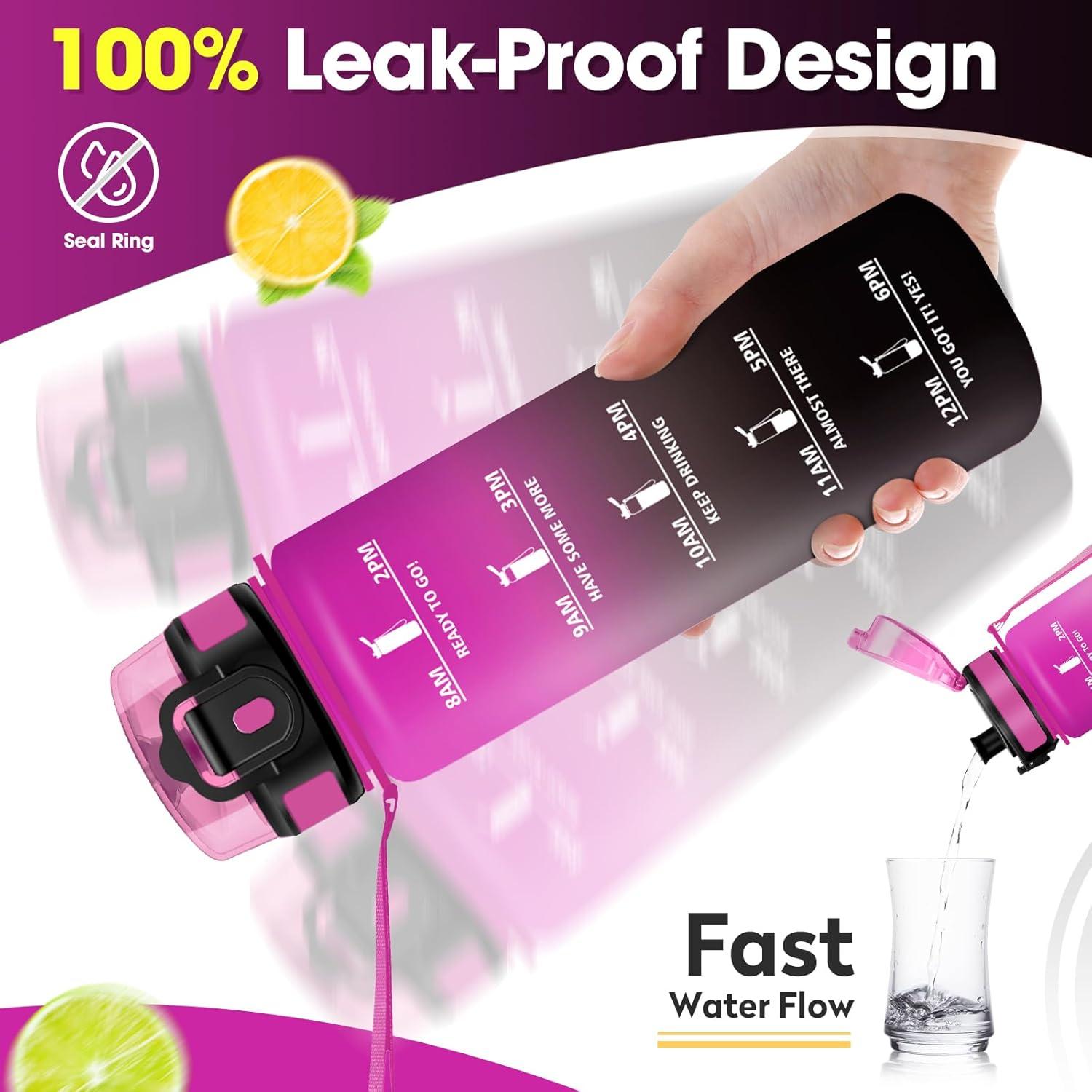 image:imageKollyKolla Gourde 1L Bouteille Motivation tanche avec Filtre sans BPA Bouteille Sport avec Marqueur de Temps Gourde Rutilisable pour Adulte lcole Sport Bureau Yoga Camping500ml Rouge Pourpre Noir