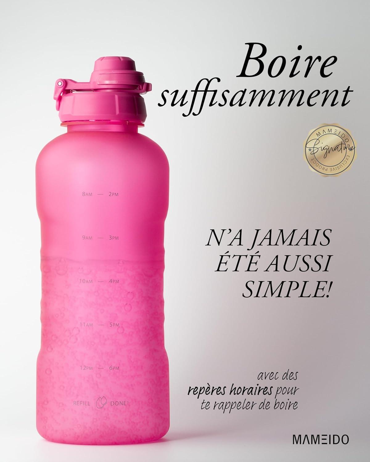 image:imageMAMEIDO Gourde avec Paille 1 l Marqueur de Temps de Motivation Gourde Sport avec Dragonne Gourde tanche Bouteille deau sans BPA Water Bottle Wild CandyGlow Couture